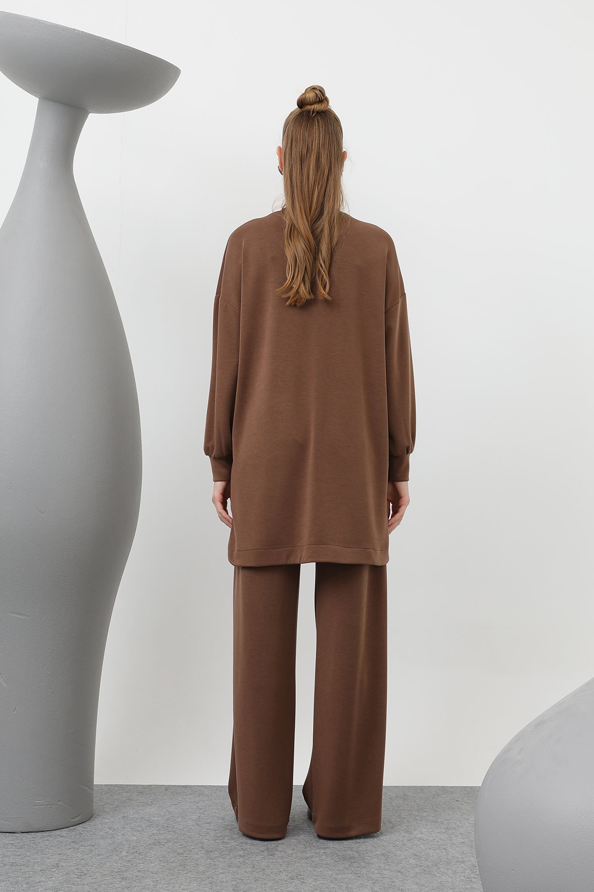 Kadın Önü Taş Ve Pul İşleme Yazılı Ve Pantolonlu Takım - 14300TKS