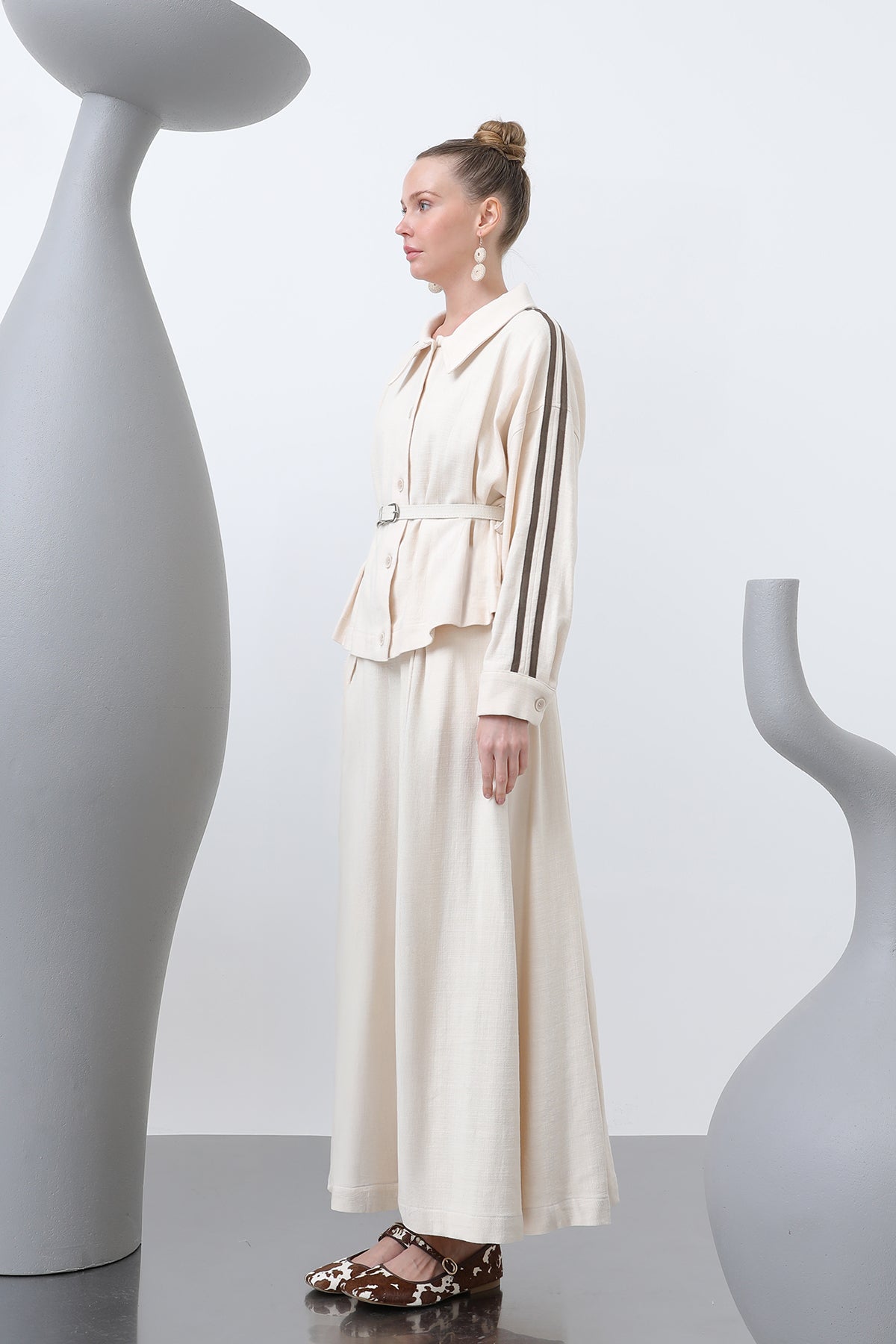 Kadın Beli Kemerli Etekli Takım - 14314TKS