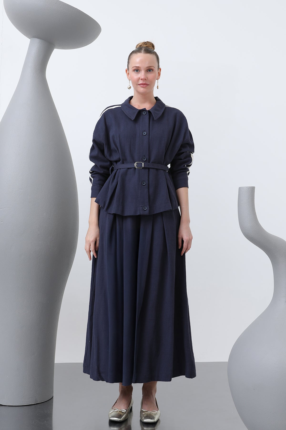 Kadın Beli Kemerli Etekli Takım - 14314TKS