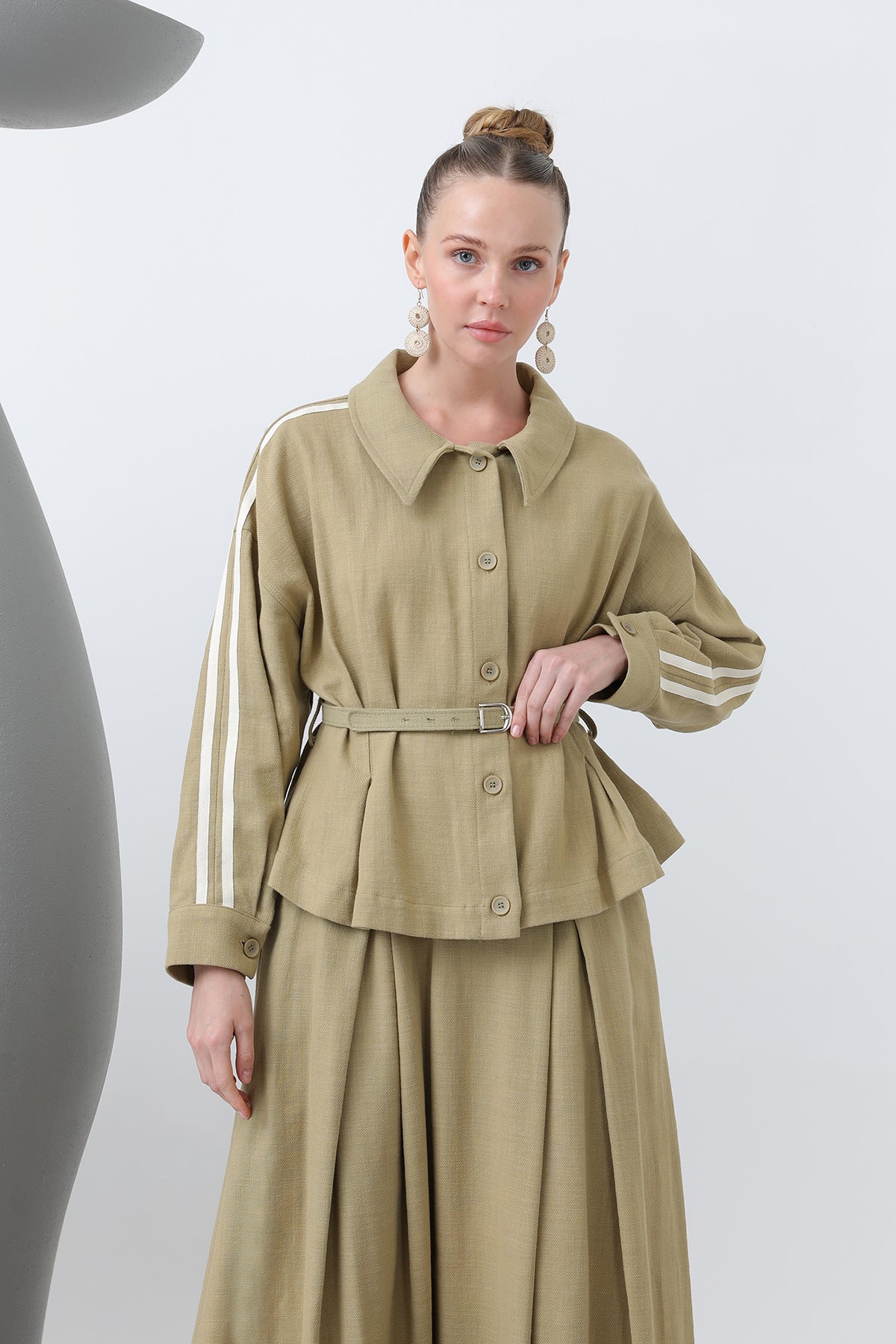 Kadın Beli Kemerli Etekli Takım - 14314TKS