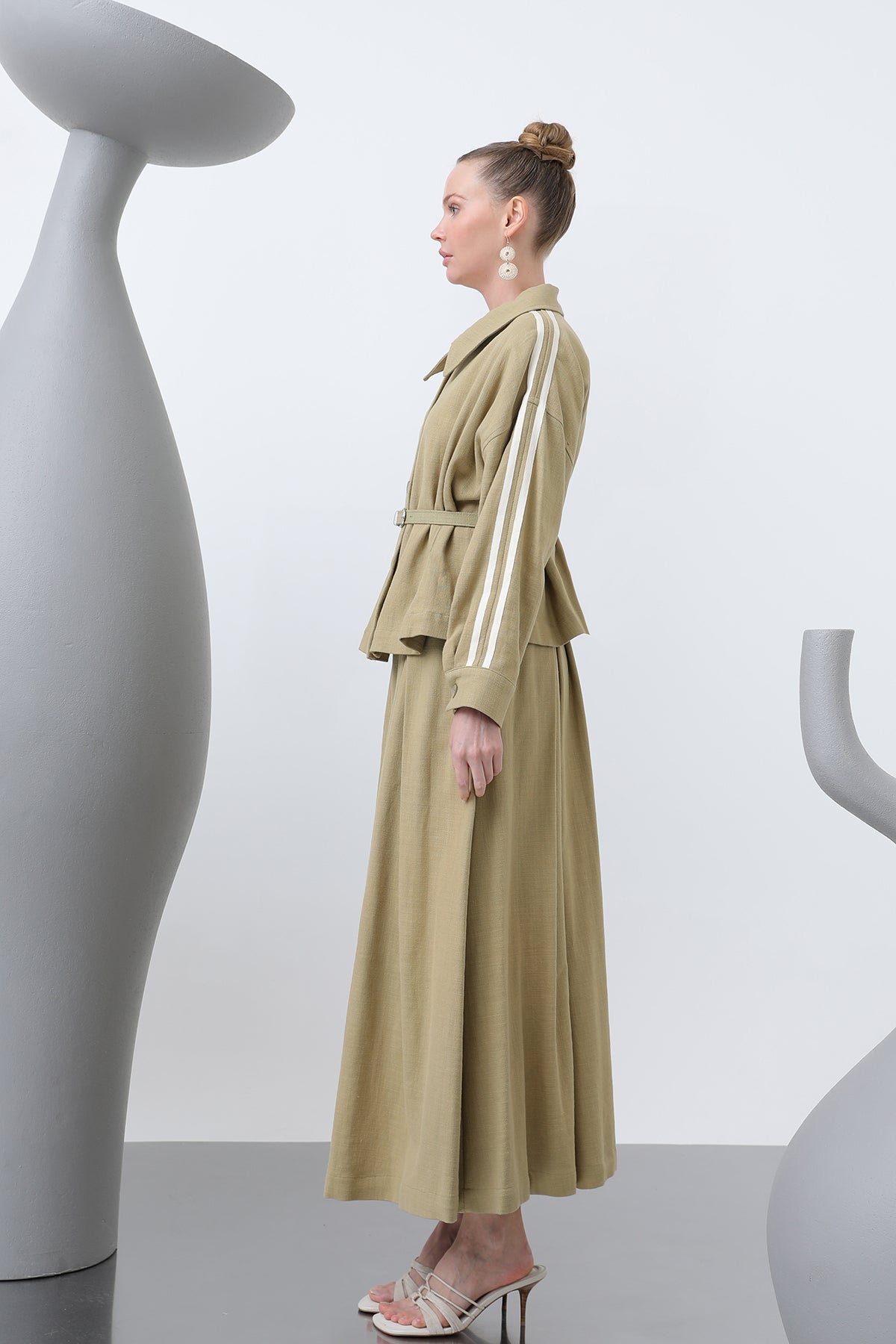 Kadın Beli Kemerli Etekli Takım - 14314TKS