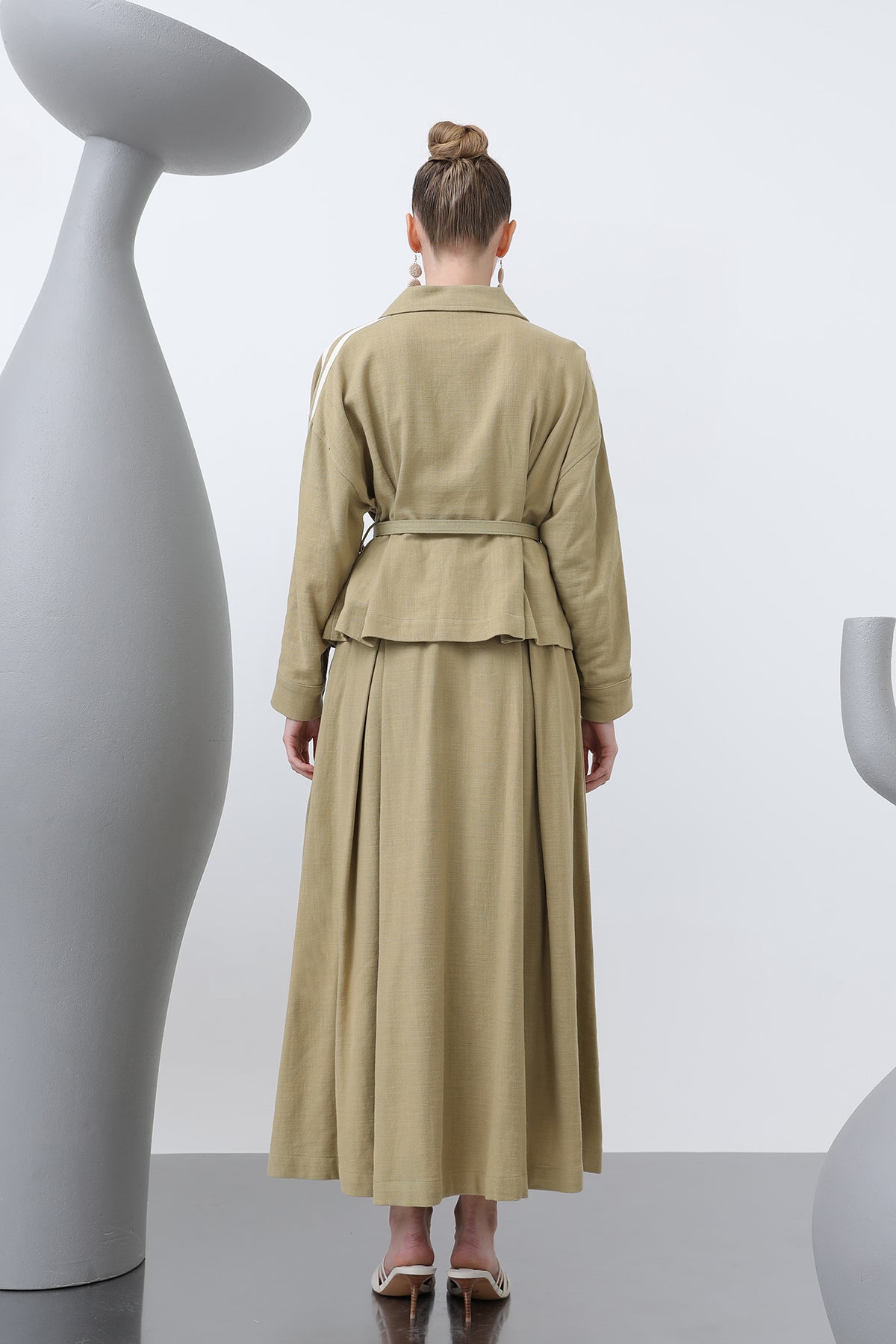 Kadın Beli Kemerli Etekli Takım - 14314TKS