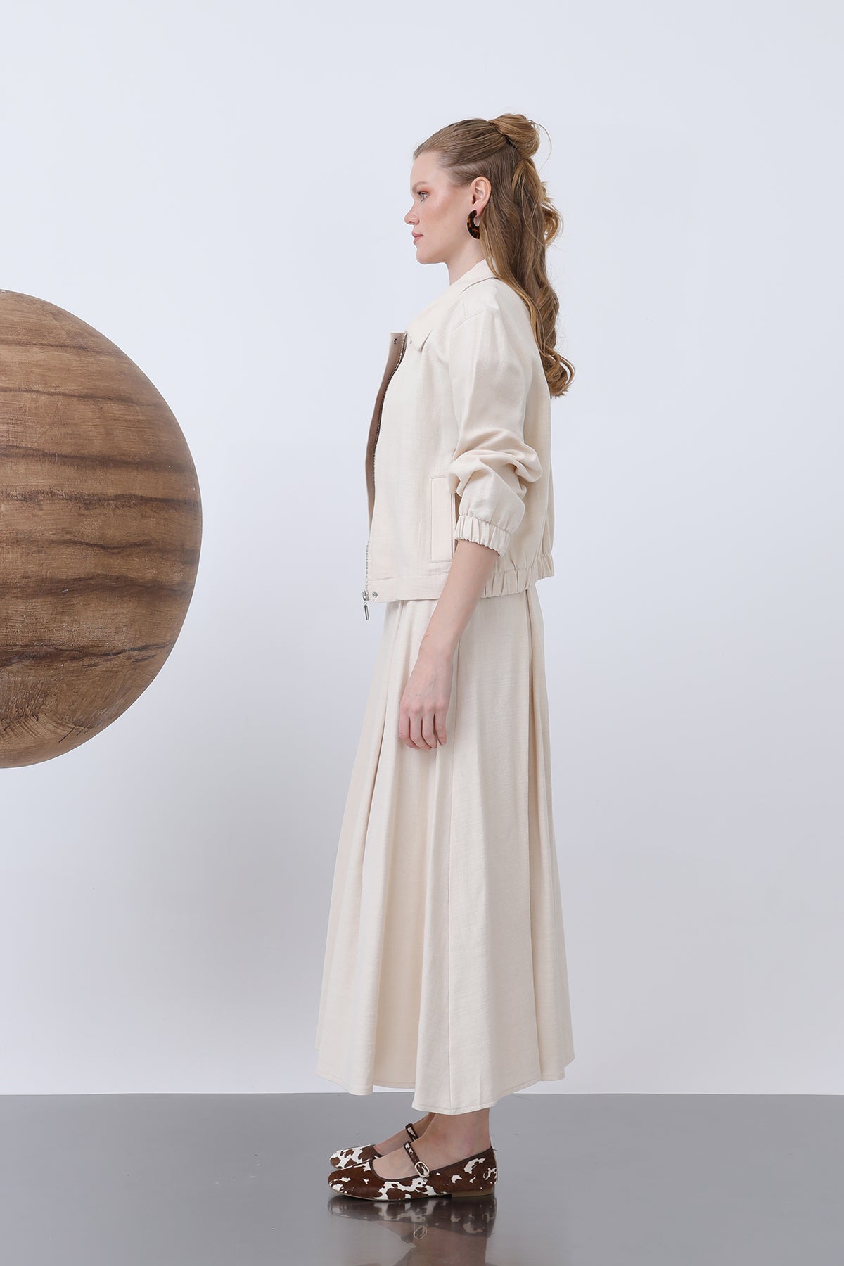 Kadın Gizli Patlı Fermuarlı Etekli Takım - 14315TKS