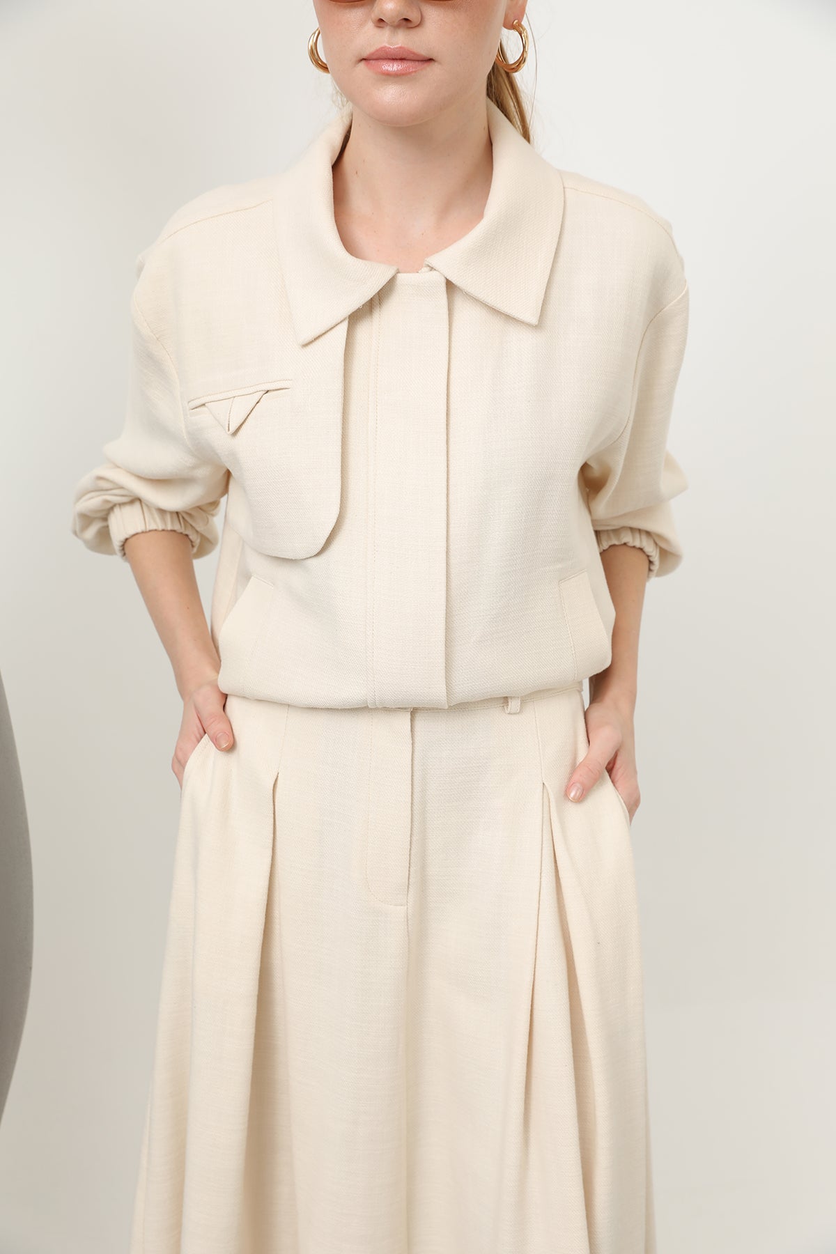 Kadın Gizli Patlı Fermuarlı Etekli Takım - 14315TKS