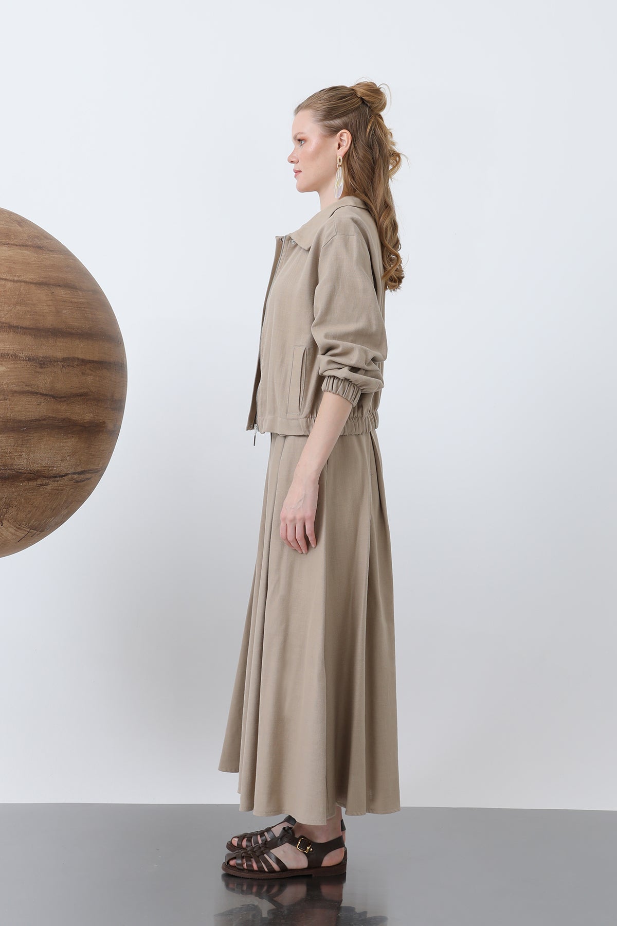 Kadın Gizli Patlı Fermuarlı Etekli Takım - 14315TKS