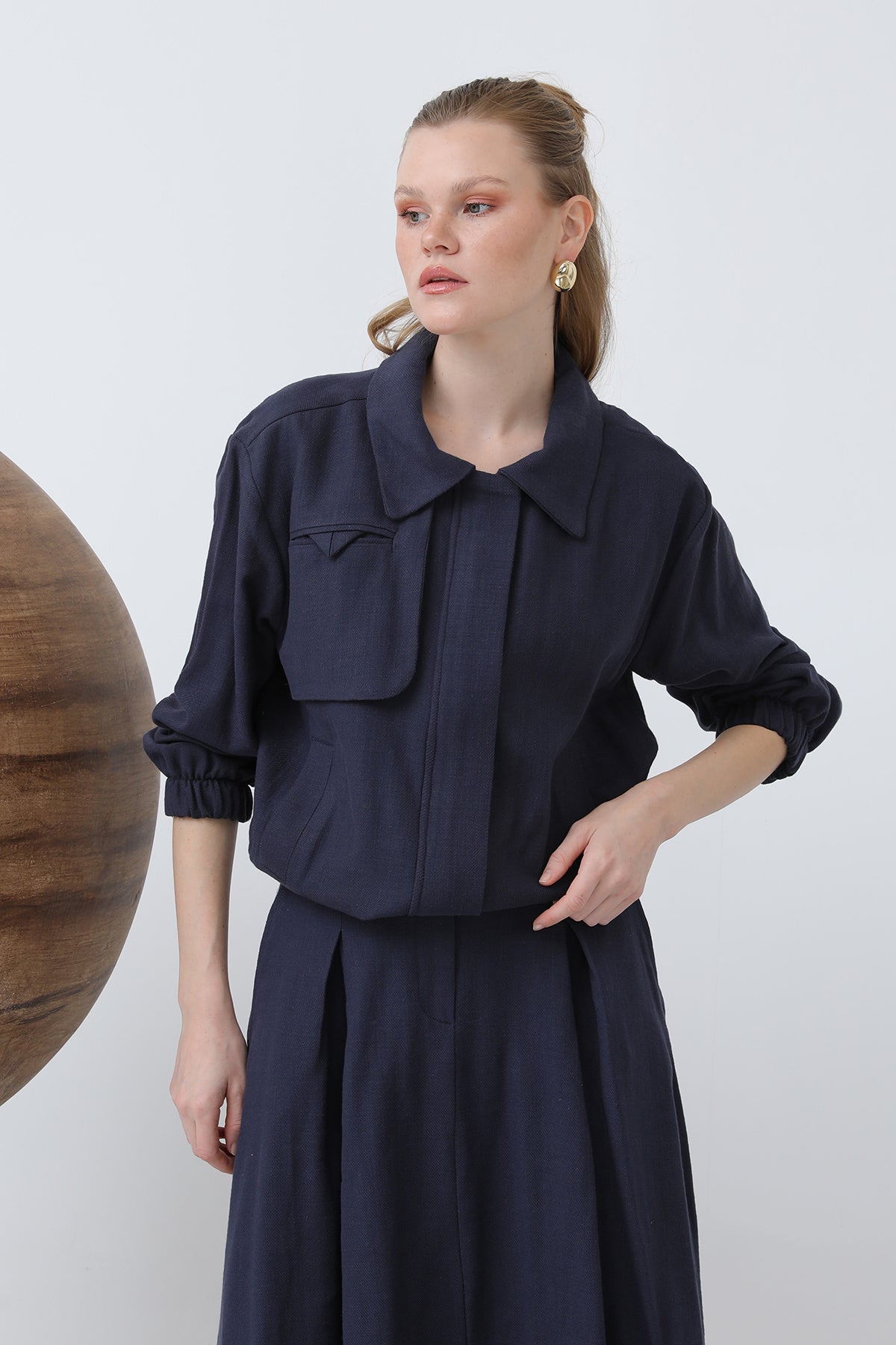 Kadın Gizli Patlı Fermuarlı Etekli Takım - 14315TKS