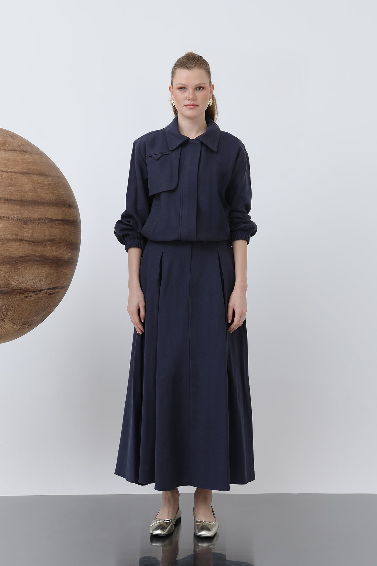 Kadın Gizli Patlı Fermuarlı Etekli Takım - 14315TKS