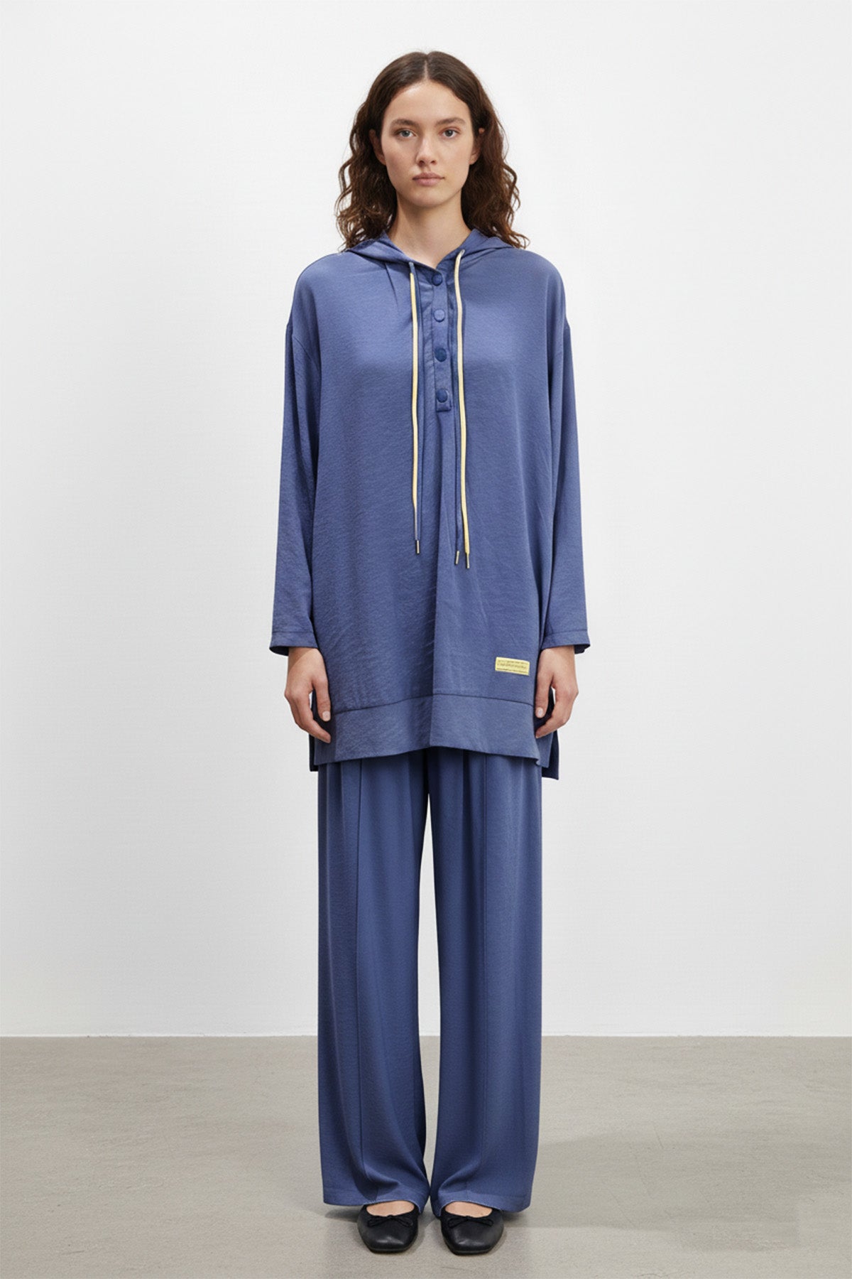 Kadın Önü Çıtçıt detaylı Kapüşonlu Pantolon Takım - 14328TKS