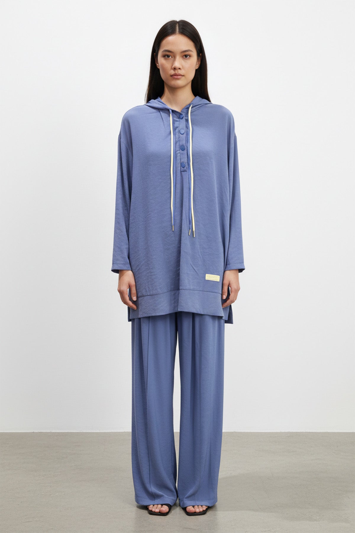 Kadın Önü Çıtçıt detaylı Kapüşonlu Pantolon Takım - 14328TKS