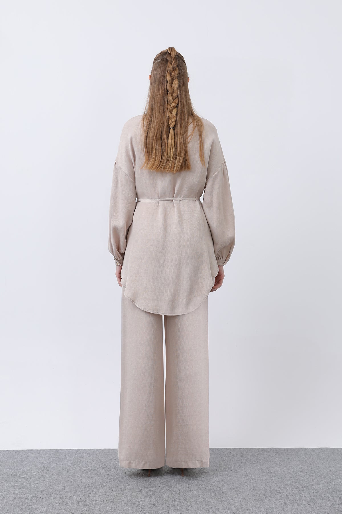 Kadın Düğme Detaylı Hakim Yaka Tunik Takım - 14329TKS