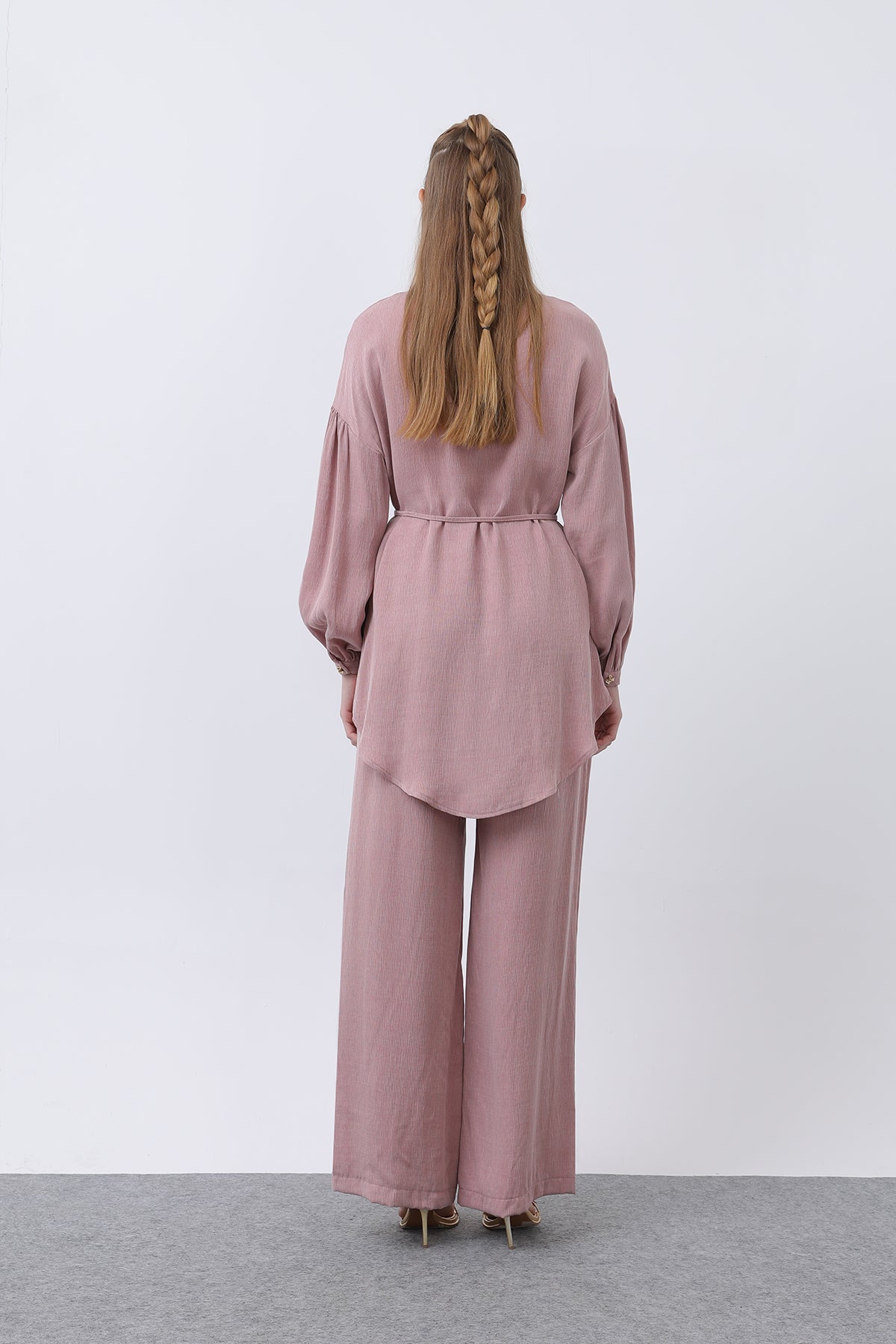 Kadın Düğme Detaylı Hakim Yaka Tunik Takım - 14329TKS