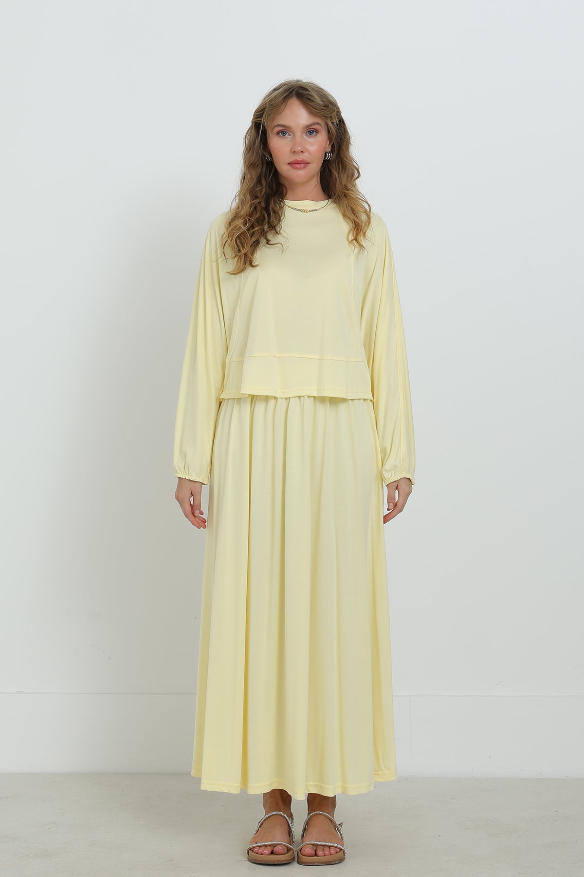 Kadın Önü Dikiş Detaylı Etekli Takım - 14343TKS