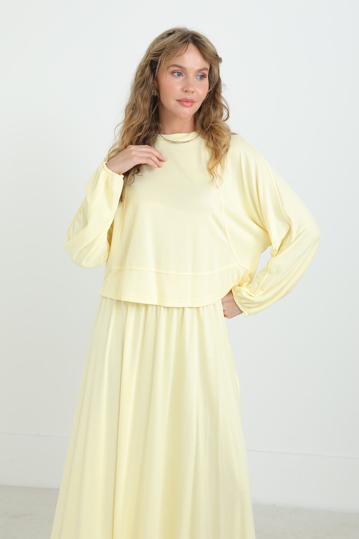 Kadın Önü Dikiş Detaylı Etekli Takım - 14343TKS