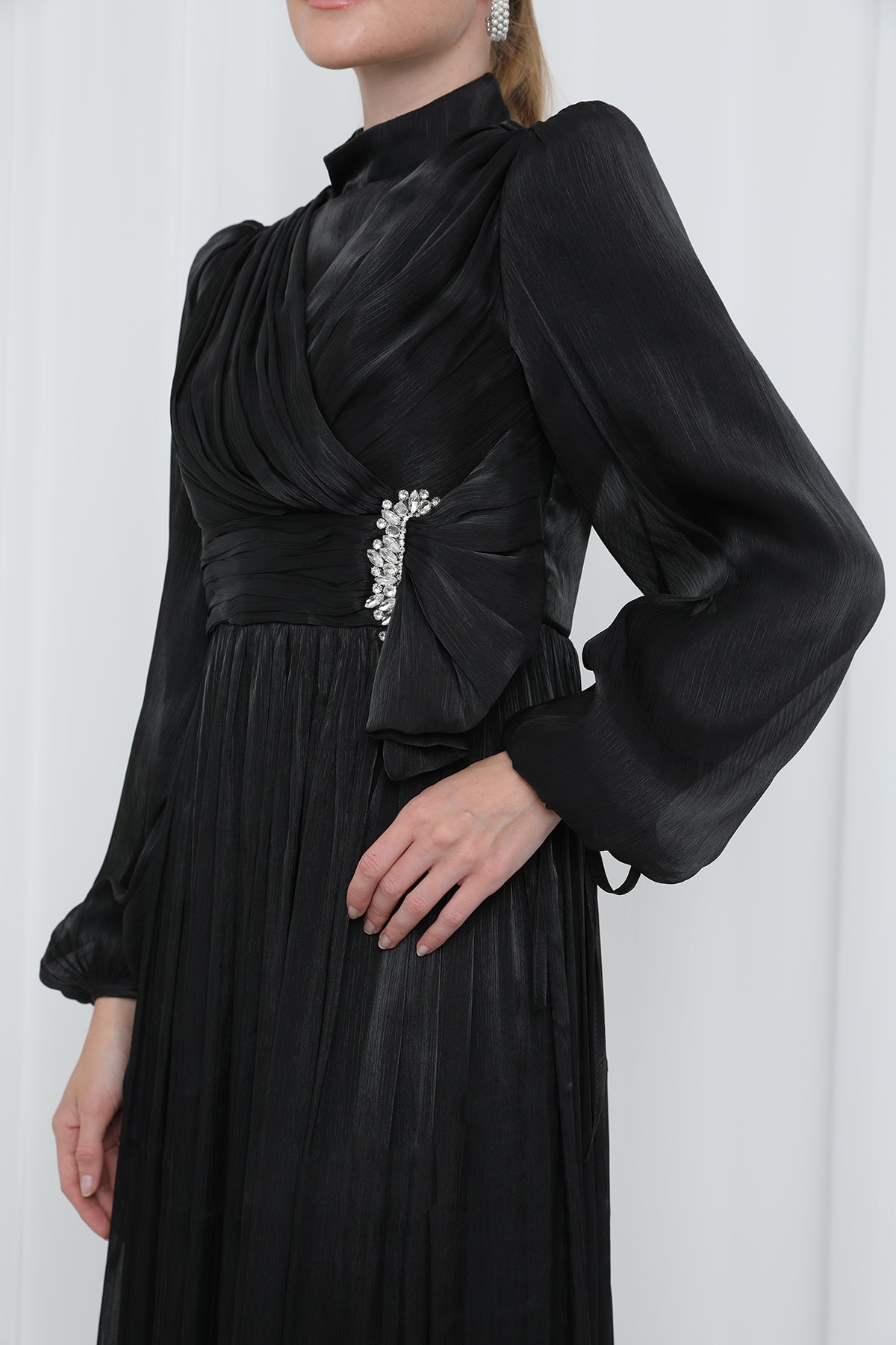 Kadın Piliseli Uzun Kollu Abiye Elbise
-17002ELB