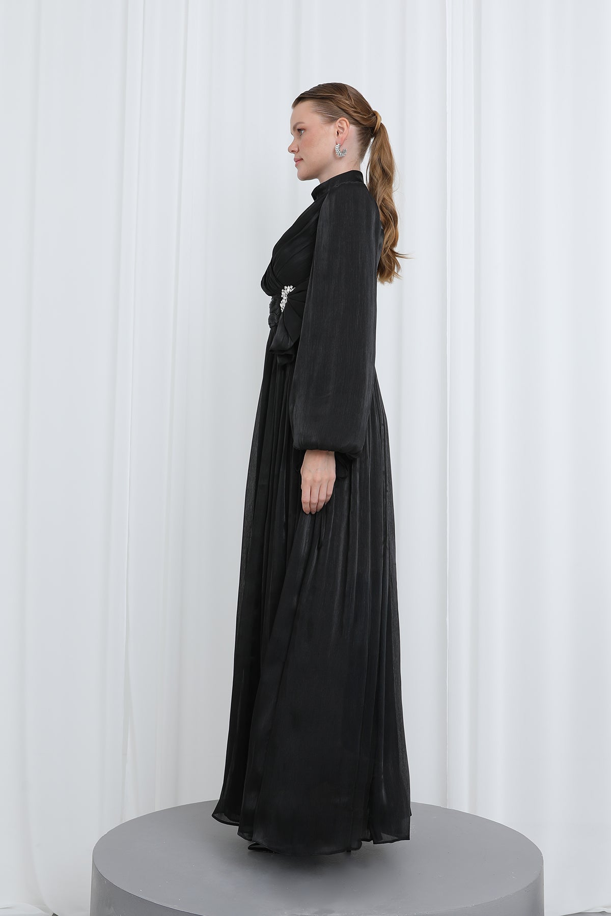 Kadın Piliseli Uzun Kollu Abiye Elbise
-17002ELB