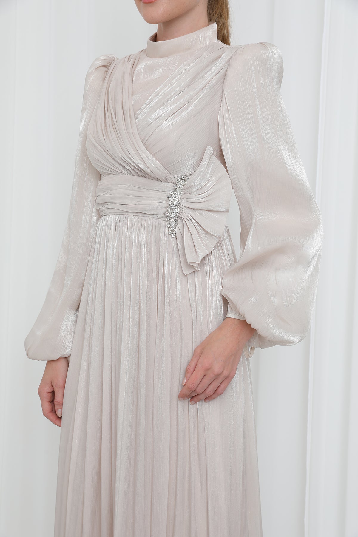 Kadın Piliseli Uzun Kollu Abiye Elbise
-17002ELB