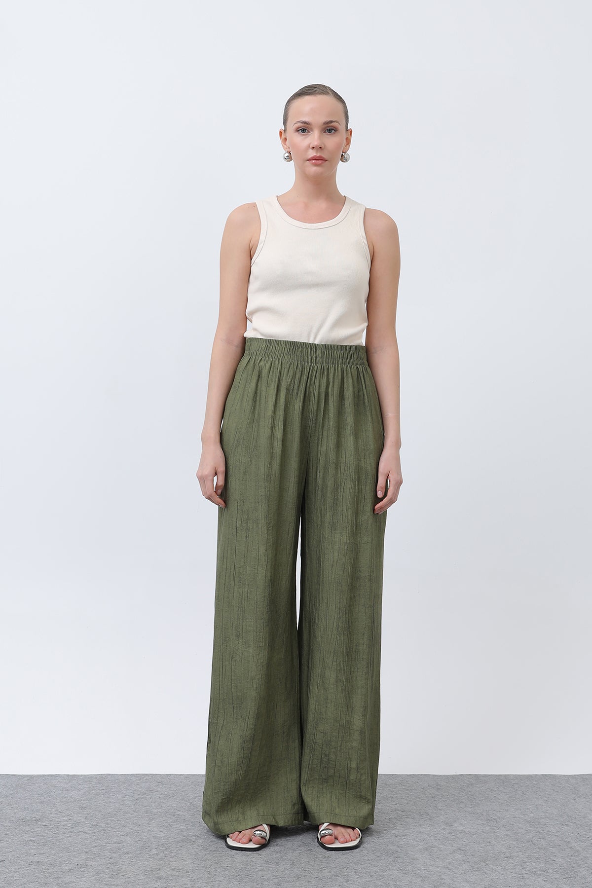 Kadın Beli Lastikli Bol Pantolon - 18238PNT