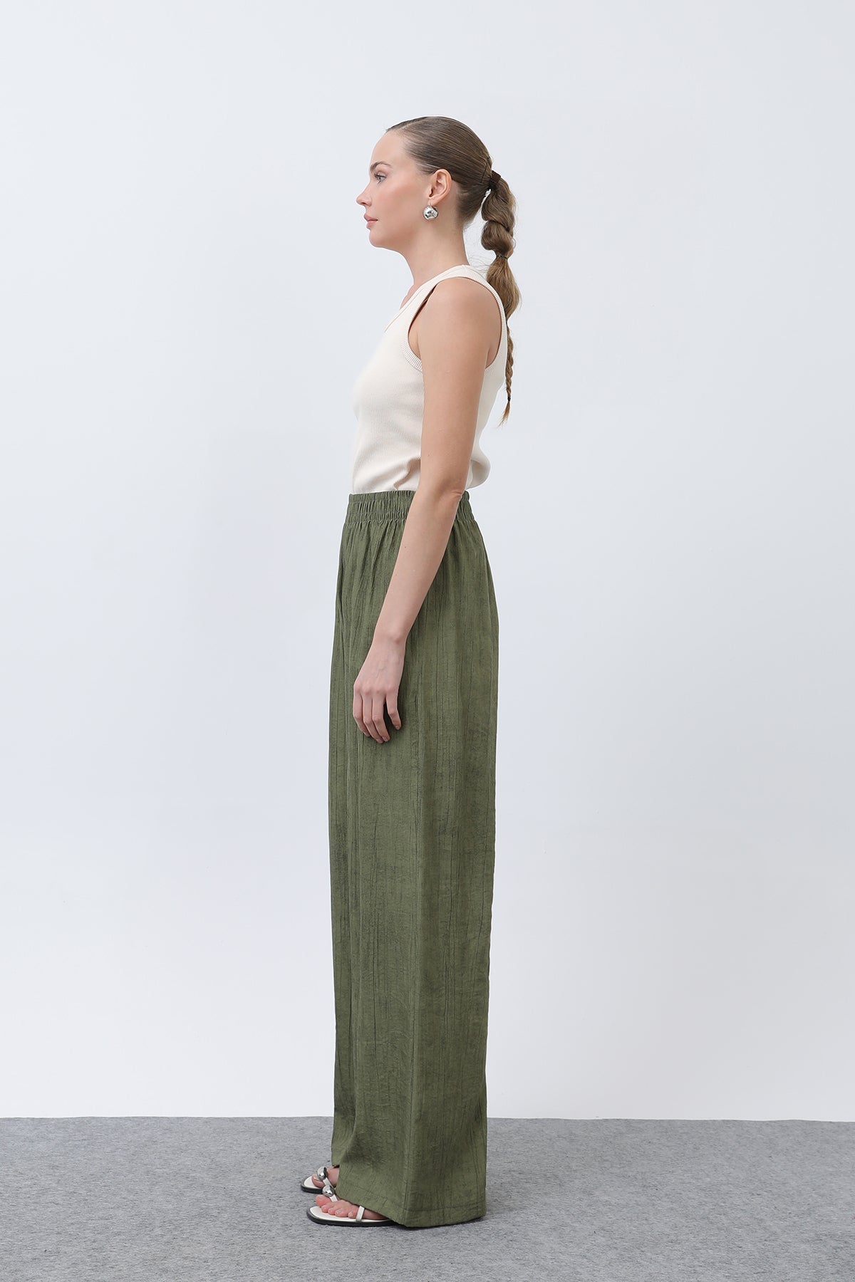 Kadın Beli Lastikli Bol Pantolon - 18238PNT