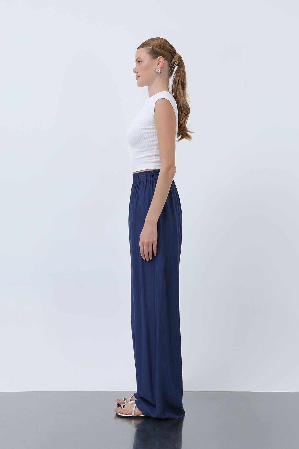 Kadın Beli Lastikli Bol Pantolon - 18239PNT