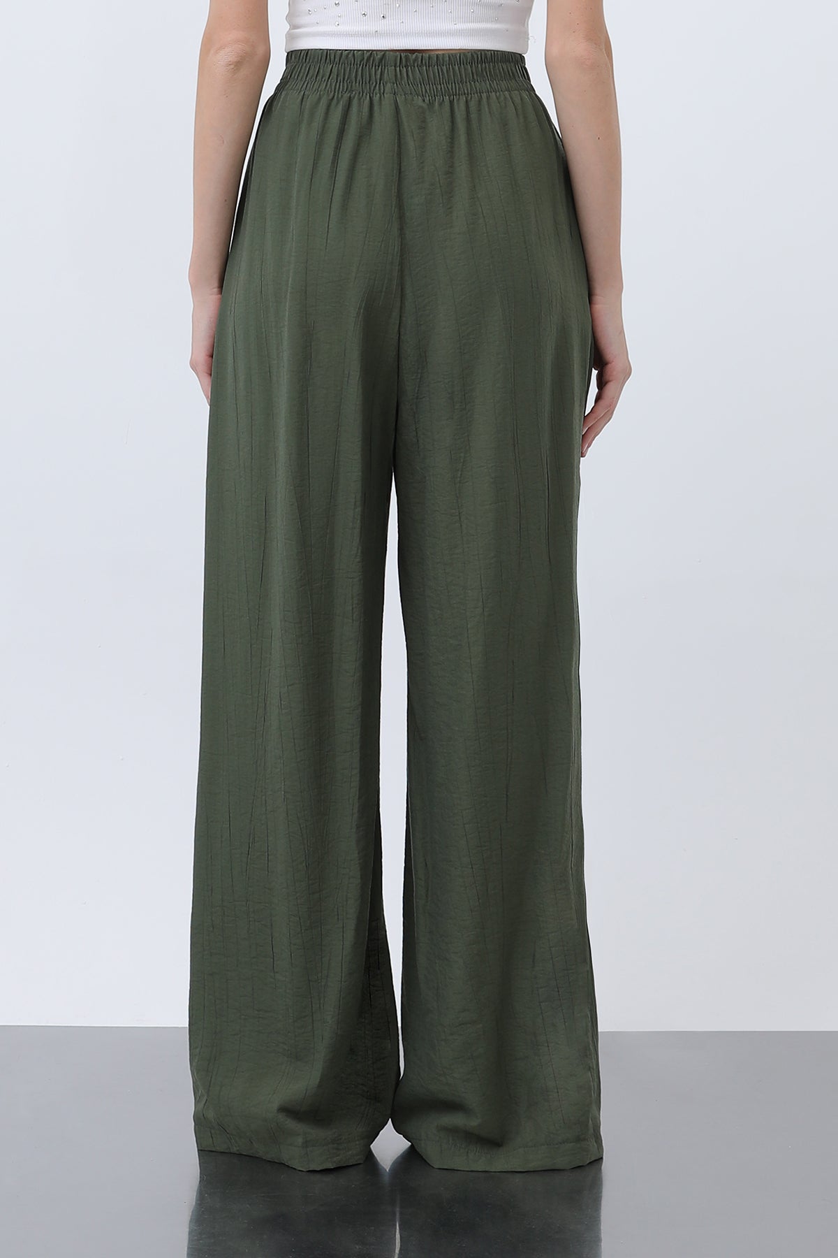 Kadın Beli Lastikli Bol Pantolon - 18239PNT