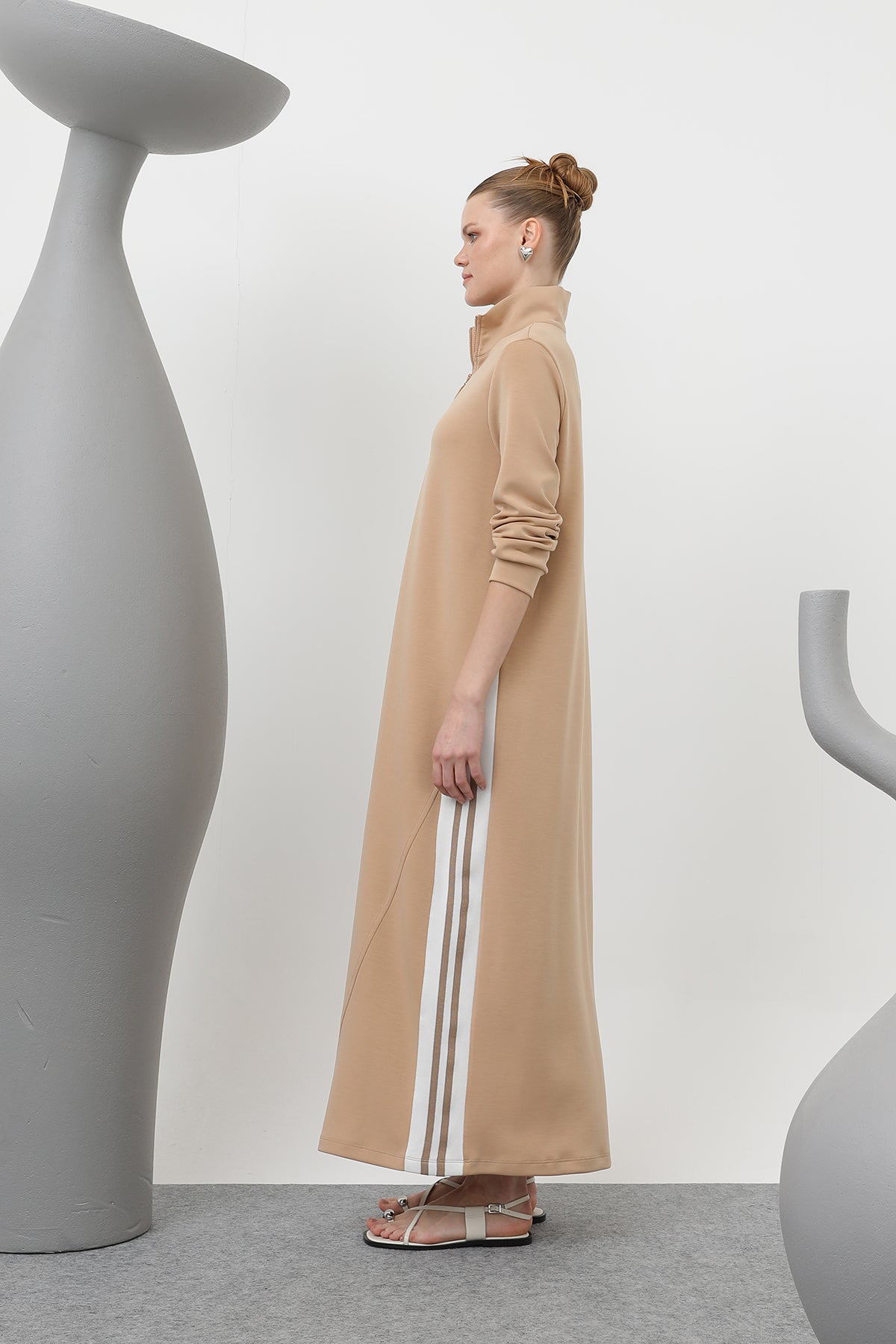 Kadın Tiktak Detaylı Fermuarlı Elbise - 20600ELB