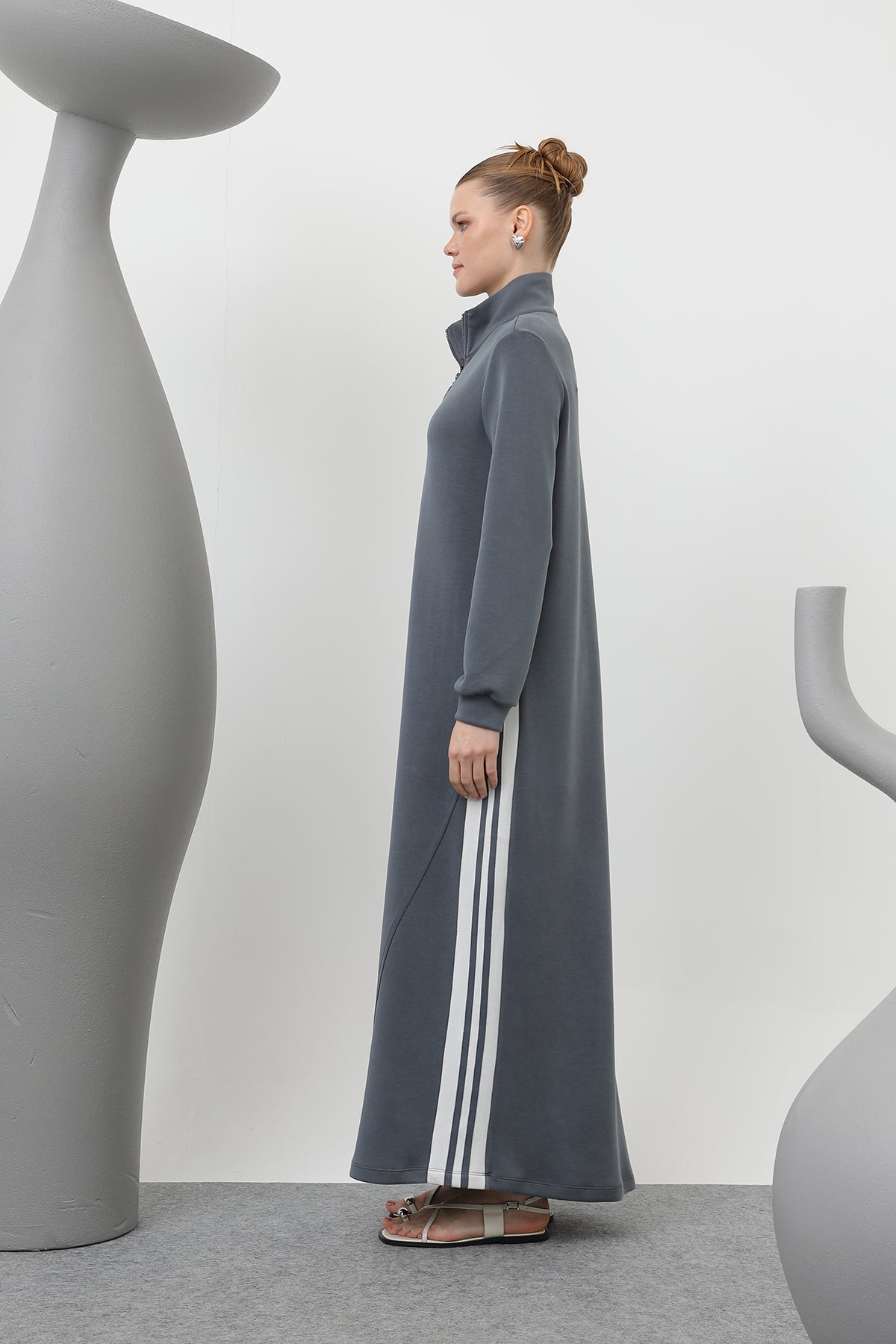 Kadın Tiktak Detaylı Fermuarlı Elbise - 20600ELB