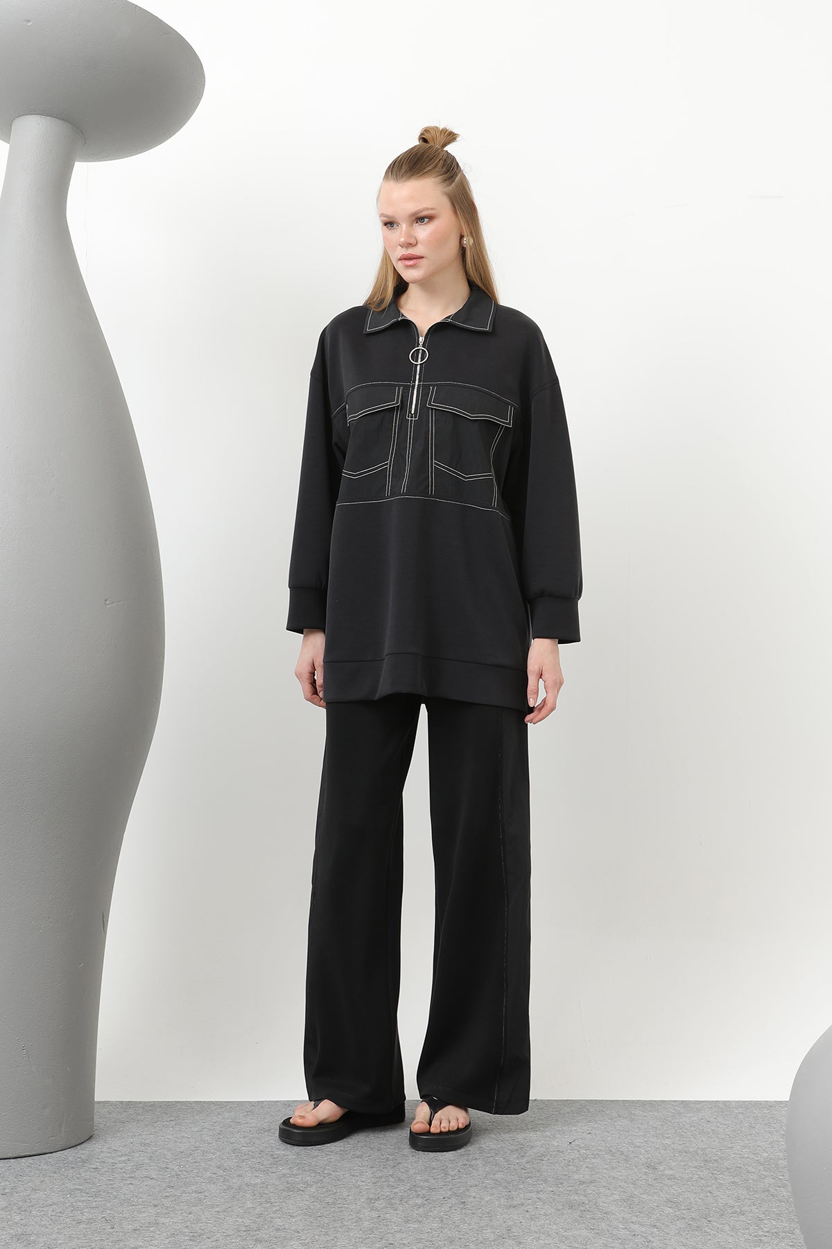 Kadın Dikiş Detaylı Cepli Takım - 20602TKS