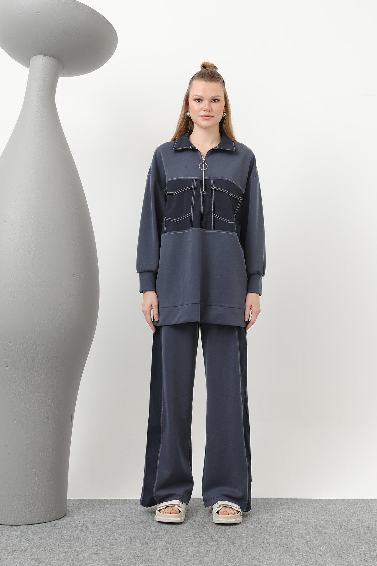 Kadın Dikiş Detaylı Cepli Takım - 20602TKS