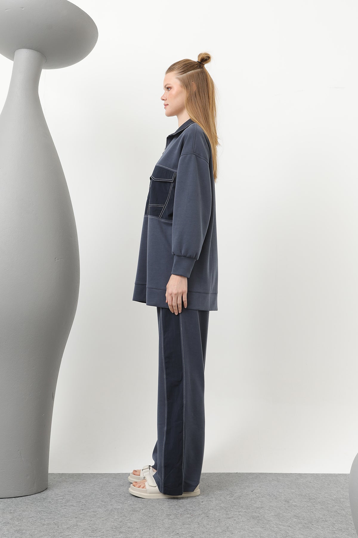 Kadın Dikiş Detaylı Cepli Takım - 20602TKS