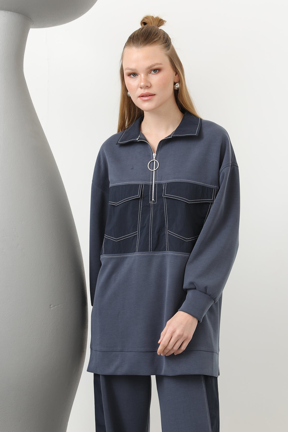 Kadın Dikiş Detaylı Cepli Takım - 20602TKS