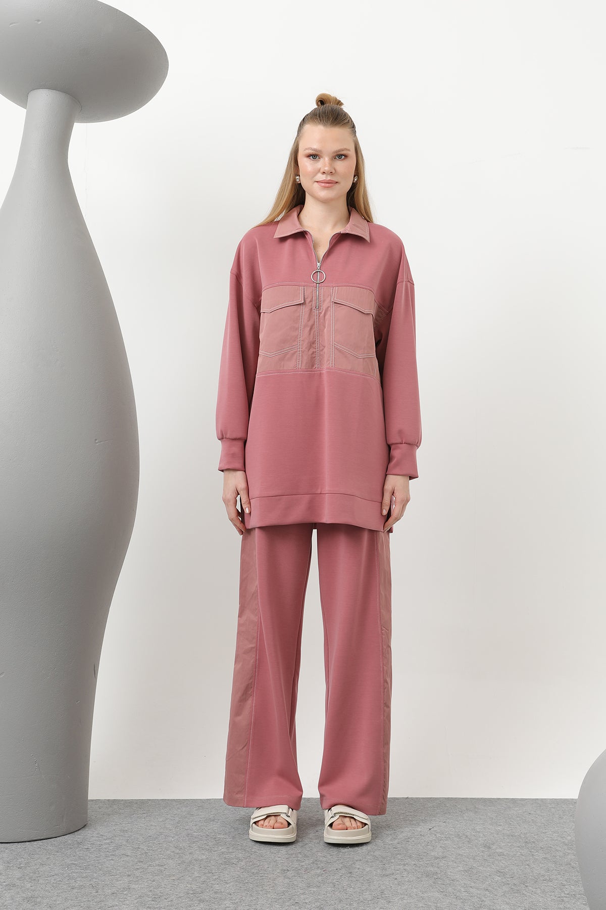 Kadın Dikiş Detaylı Cepli Takım - 20602TKS