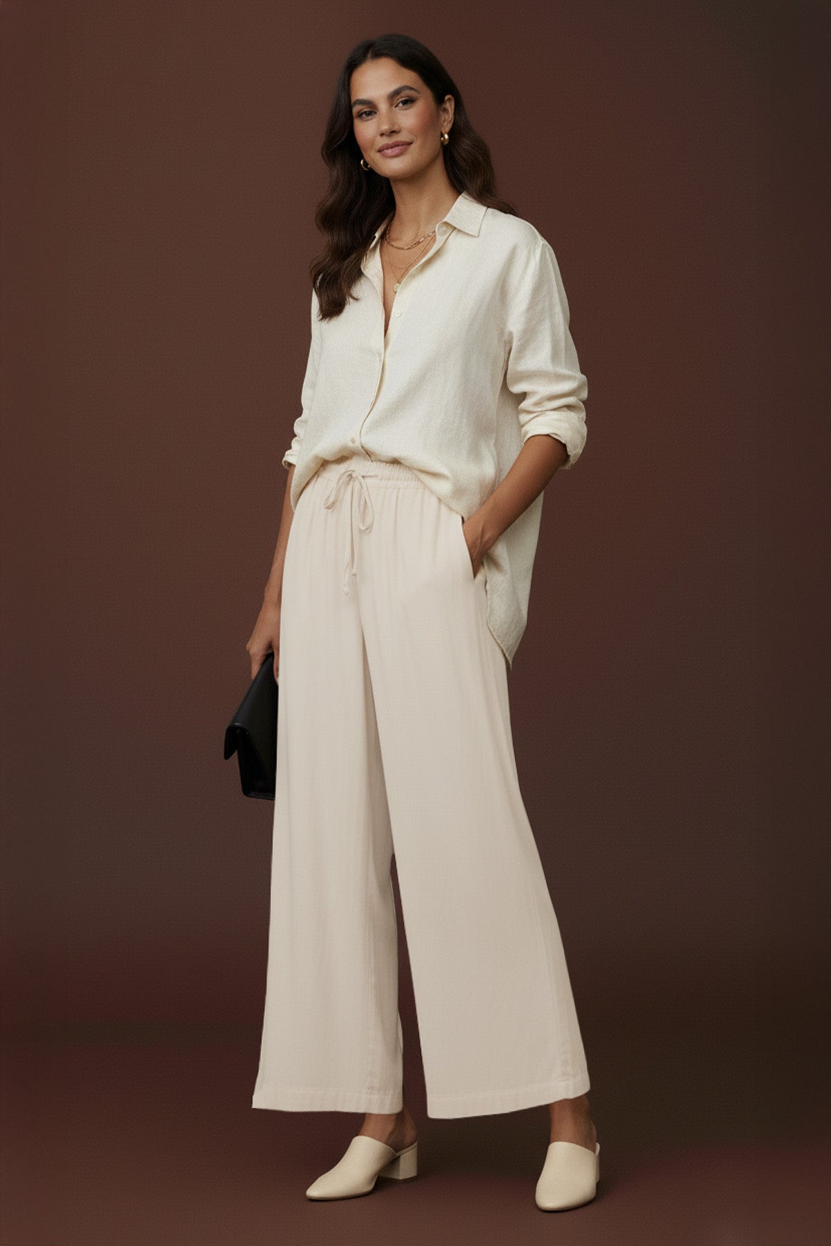 Kadın Beli Lastikli Bağlamalı Bol Pantolon - 20646PNT