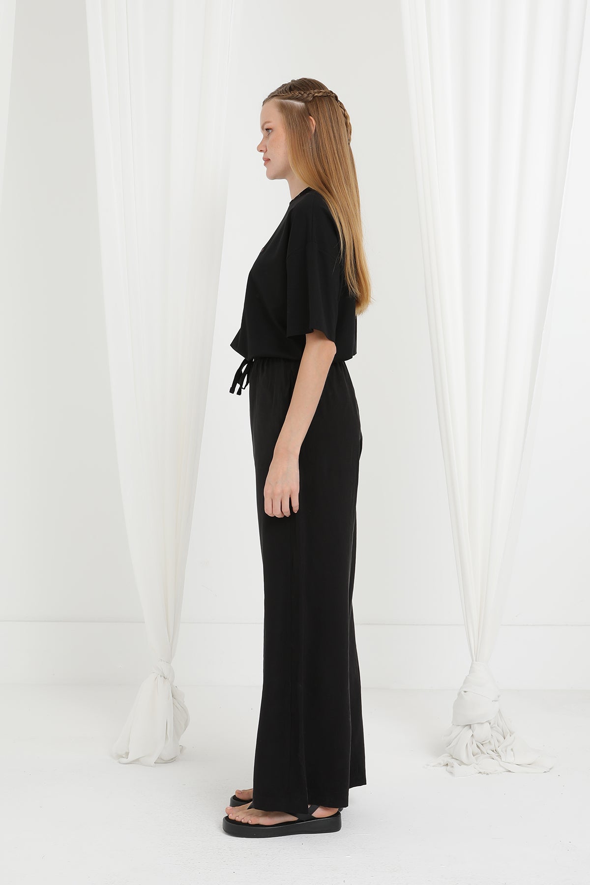 Kadın Beli Lastikli Bağlamalı Bol Pantolon - 20646PNT