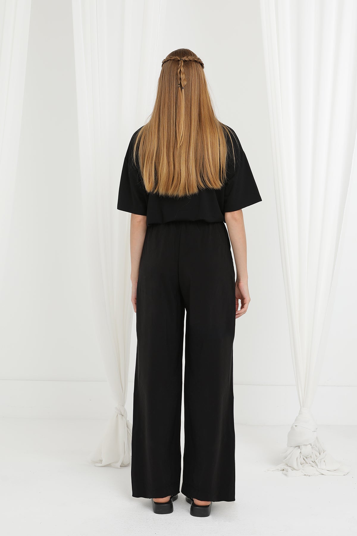 Kadın Beli Lastikli Bağlamalı Bol Pantolon - 20646PNT