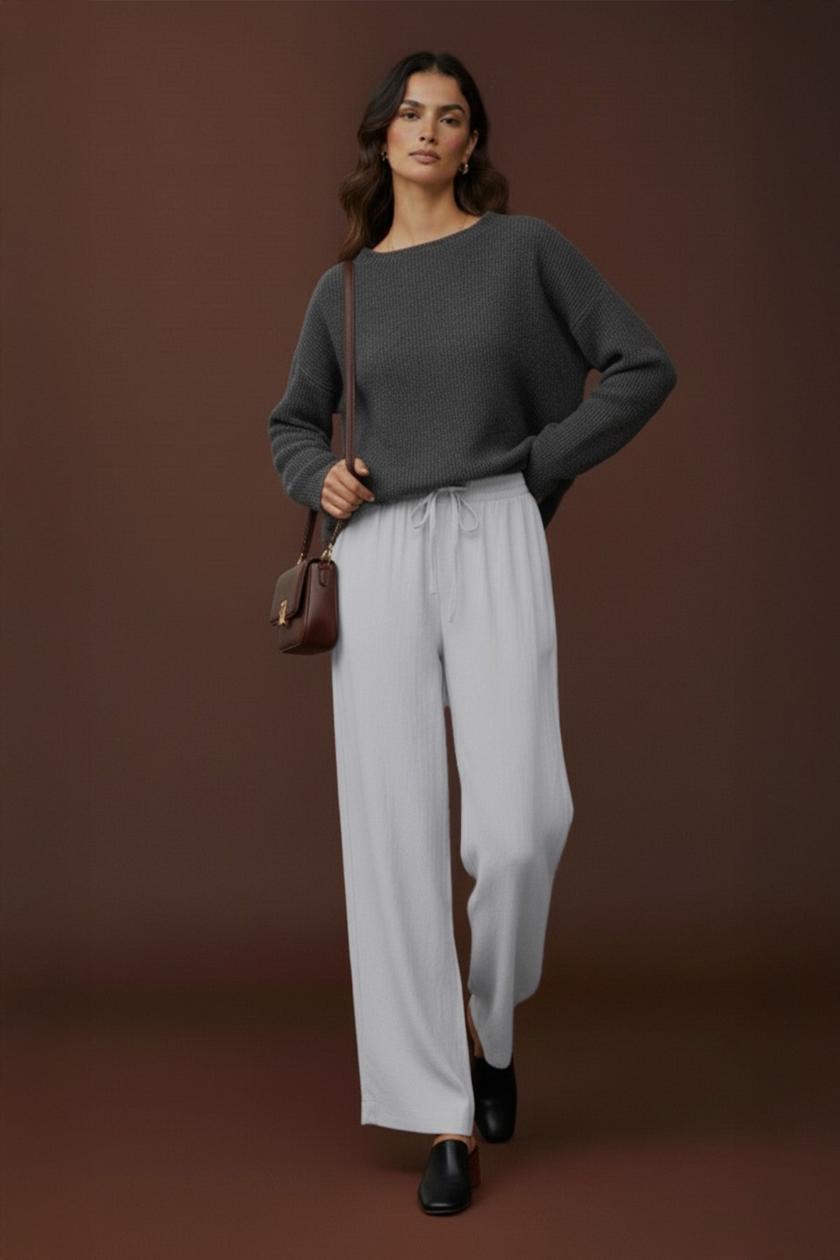 Kadın Beli Lastikli Bağlamalı Bol Pantolon - 20646PNT