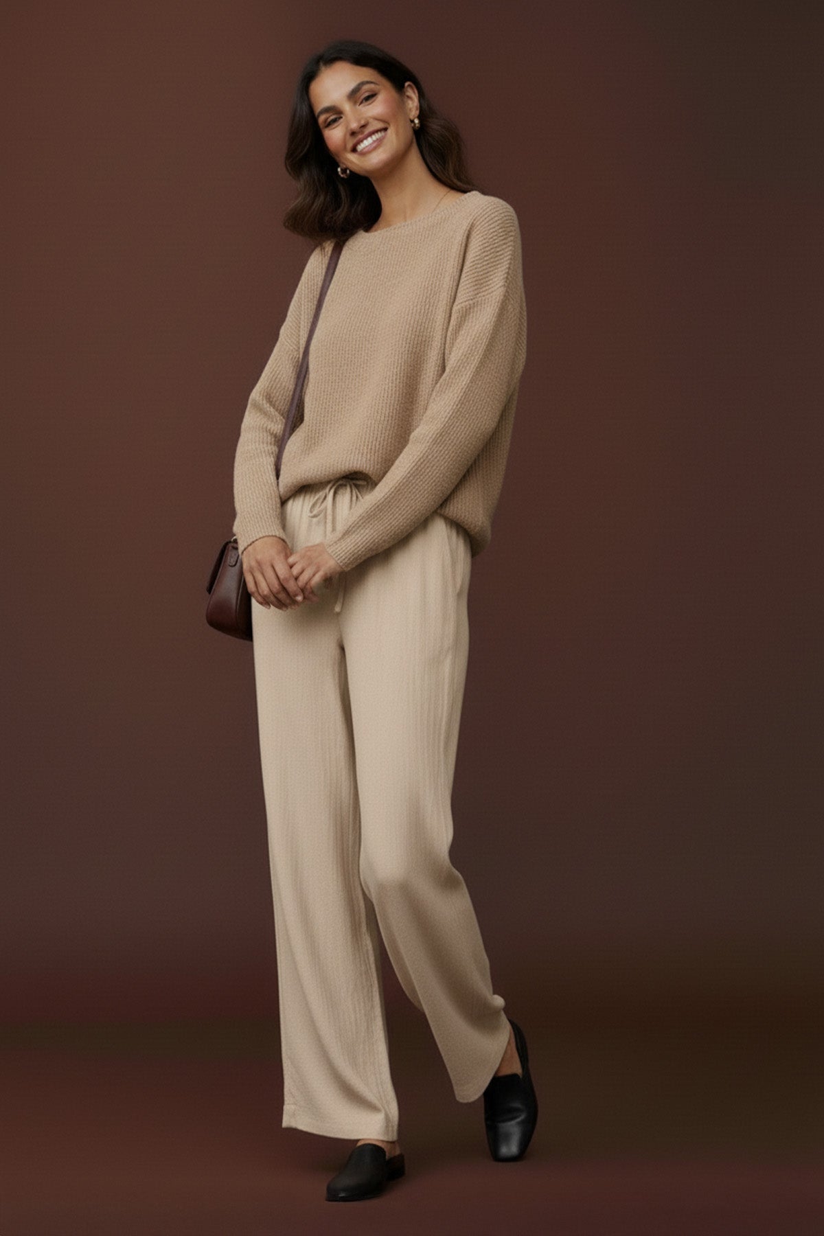 Kadın Beli Lastikli Bağlamalı Bol Pantolon - 20646PNT