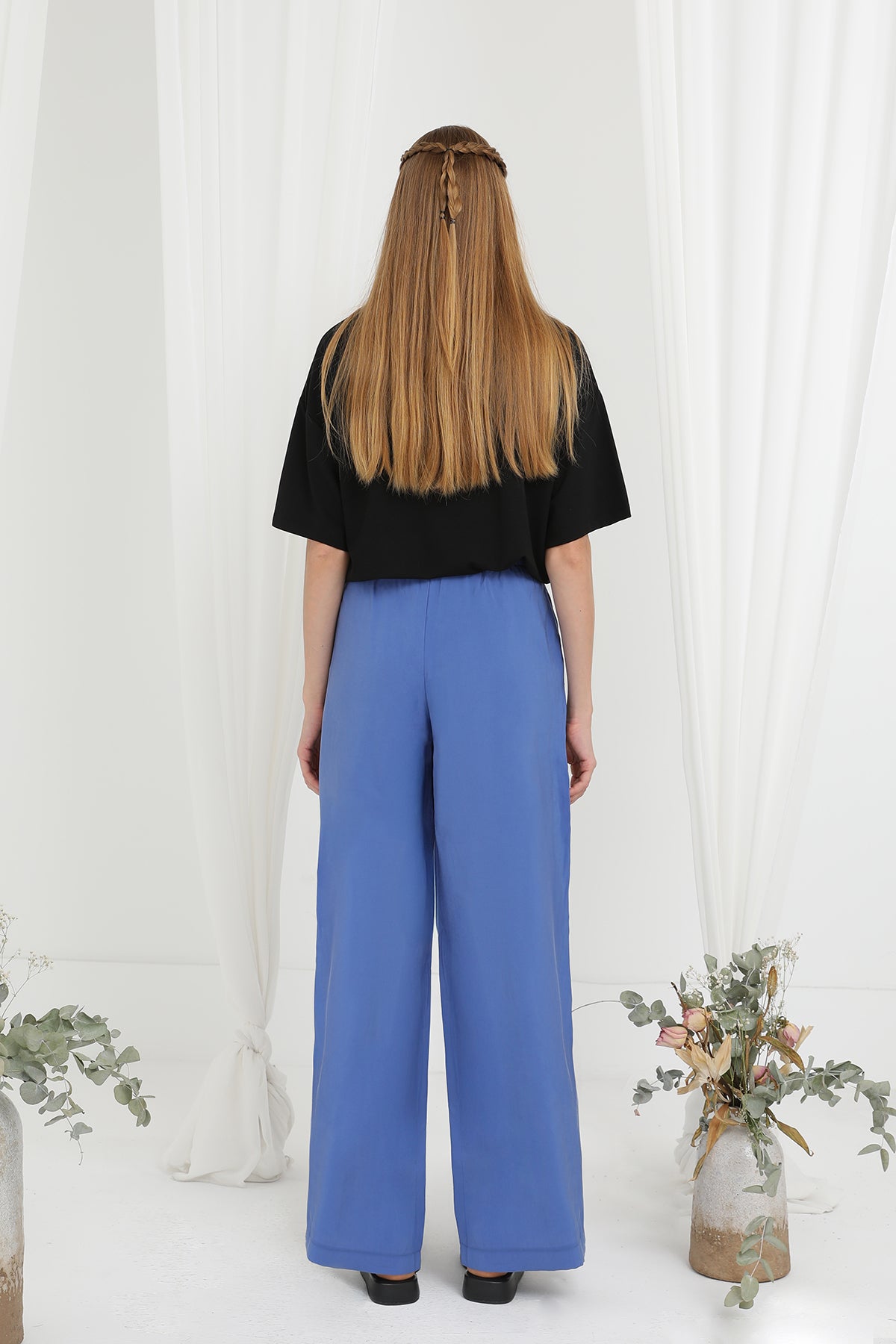 Kadın Beli Lastikli Bağlamalı Bol Pantolon - 20646PNT