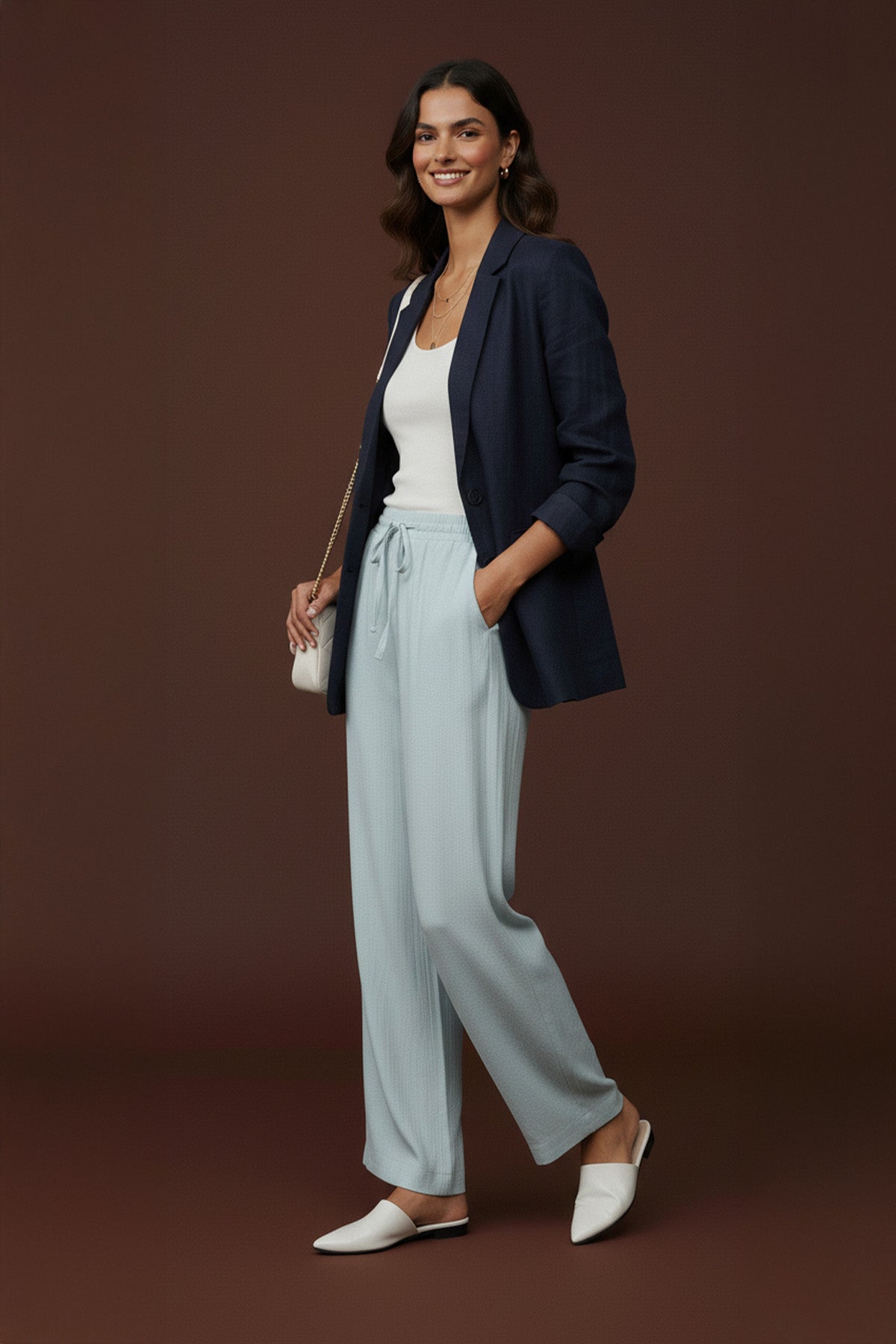 Kadın Beli Lastikli Bağlamalı Bol Pantolon - 20646PNT