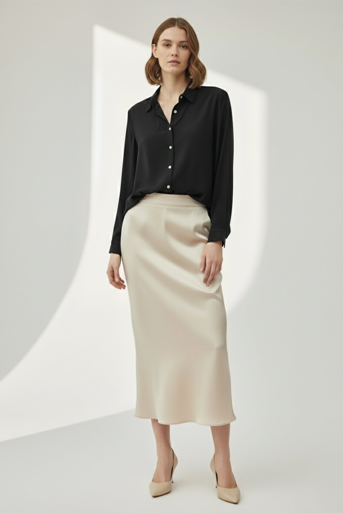 Kadın Sedef Düğmeli Kısa Gömlek -20647GML