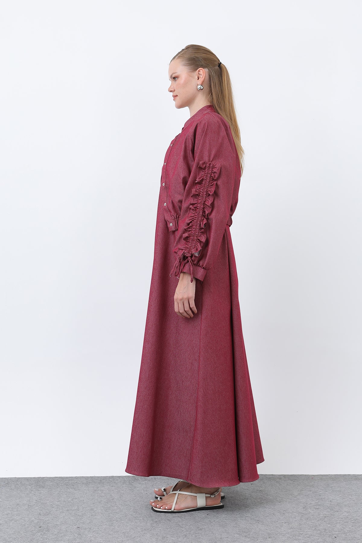 Kadın Kolları Volan Detaylı Ceket Elbise Takım -20654TKS