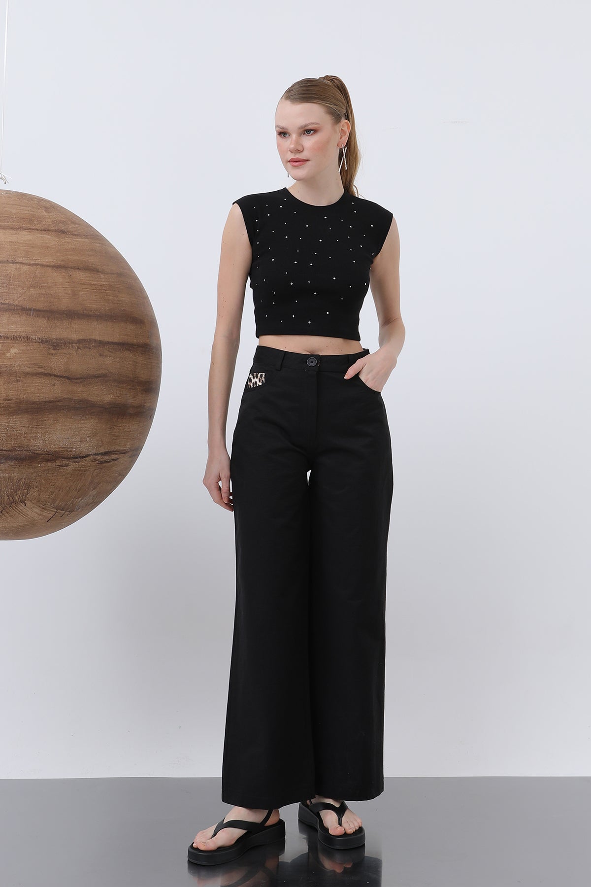 Kadın Cep Detaylı Bol Pantolon - 32116PNT