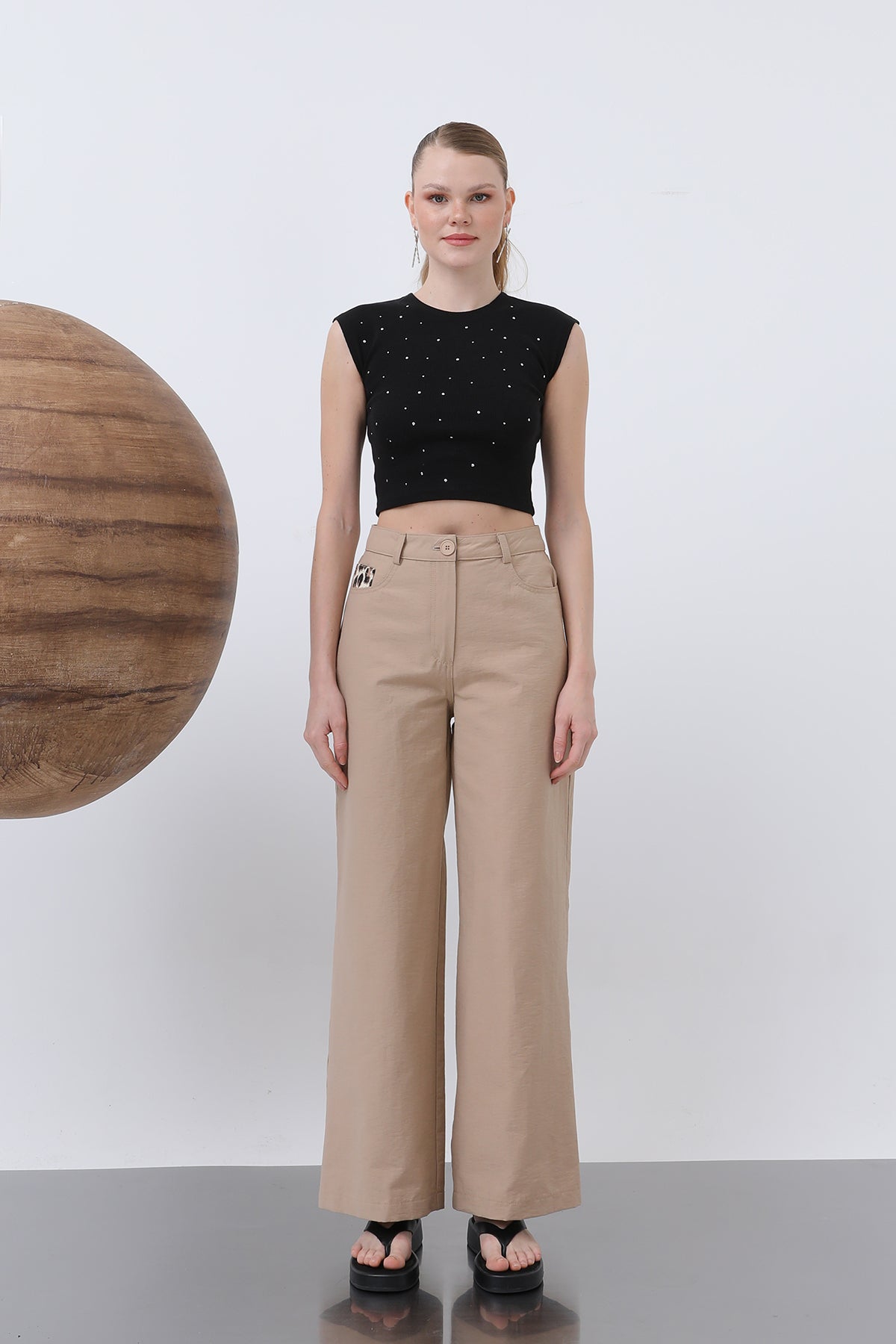 Kadın Cep Detaylı Bol Pantolon - 32116PNT