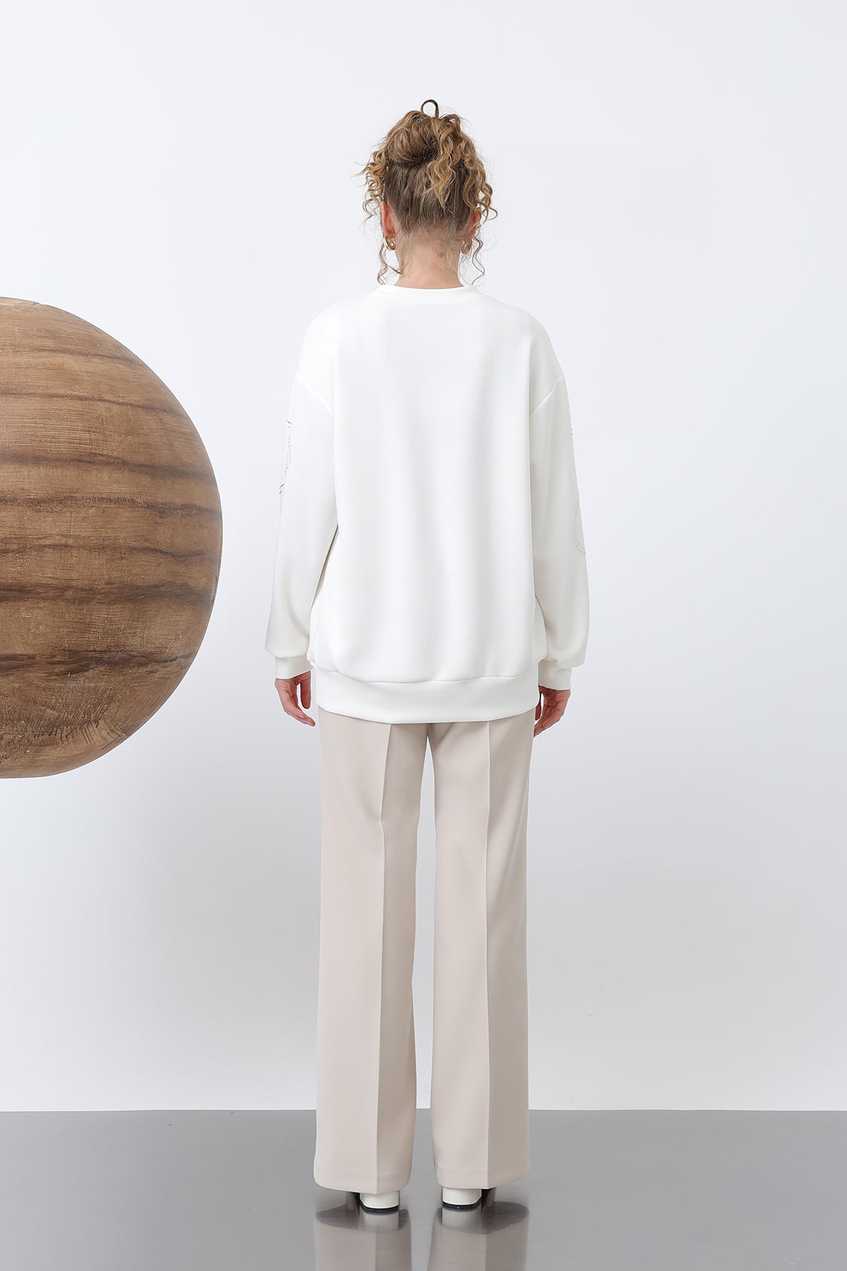 Kadın Taşlı Basic Sweat -32117SWT