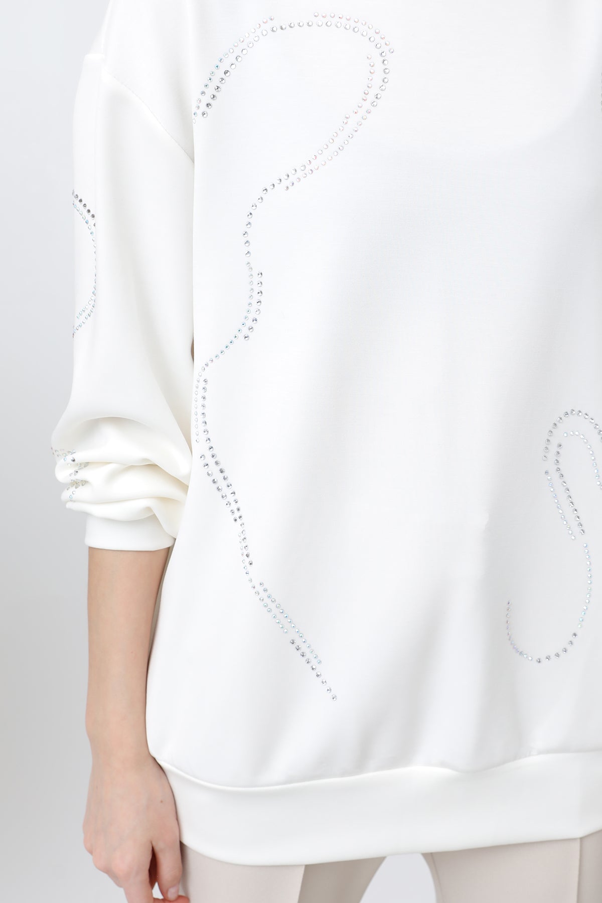 Kadın Taşlı Basic Sweat -32117SWT