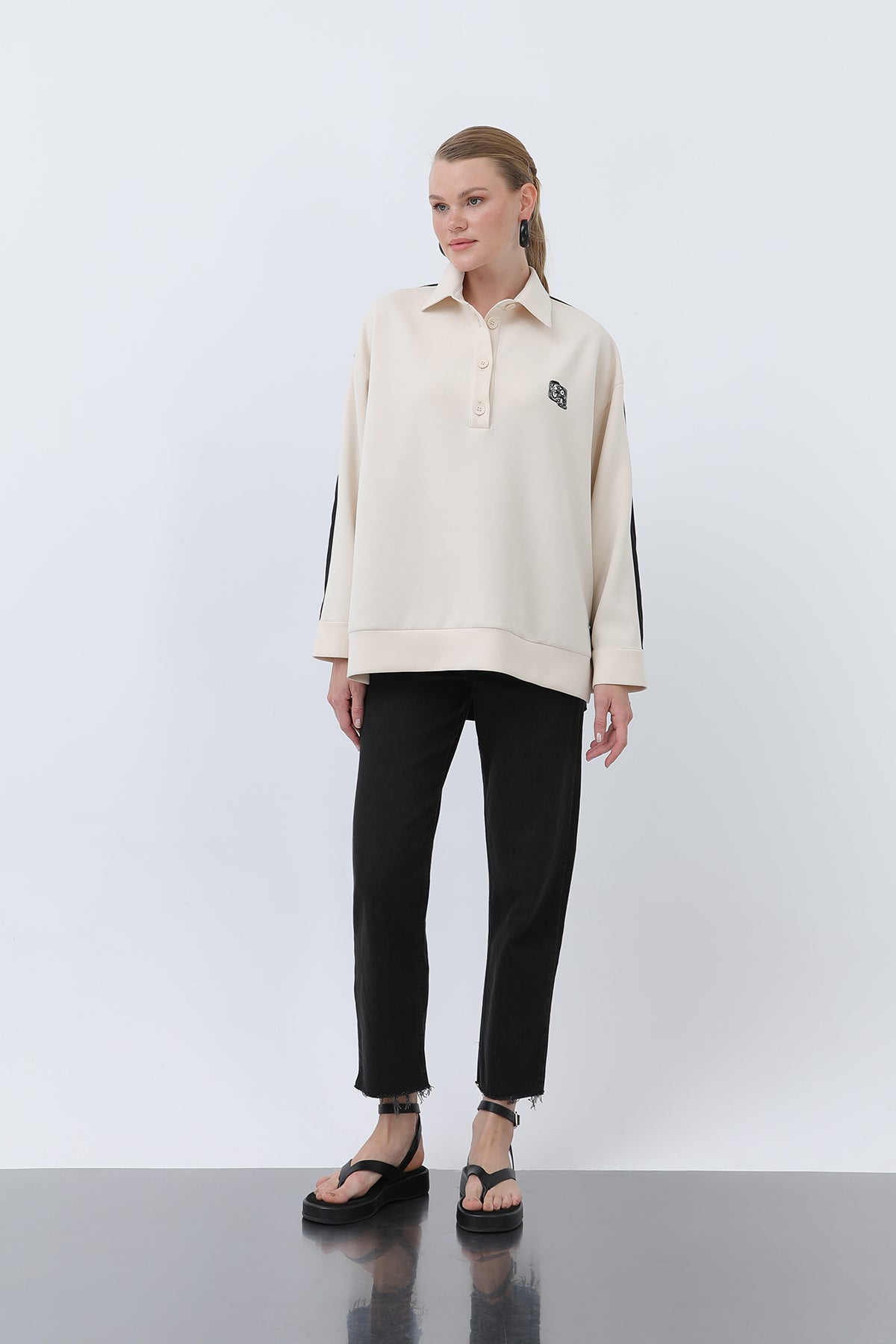 Kadın Önü Nakış Arkası Paraşüt Gömlek -32120GML