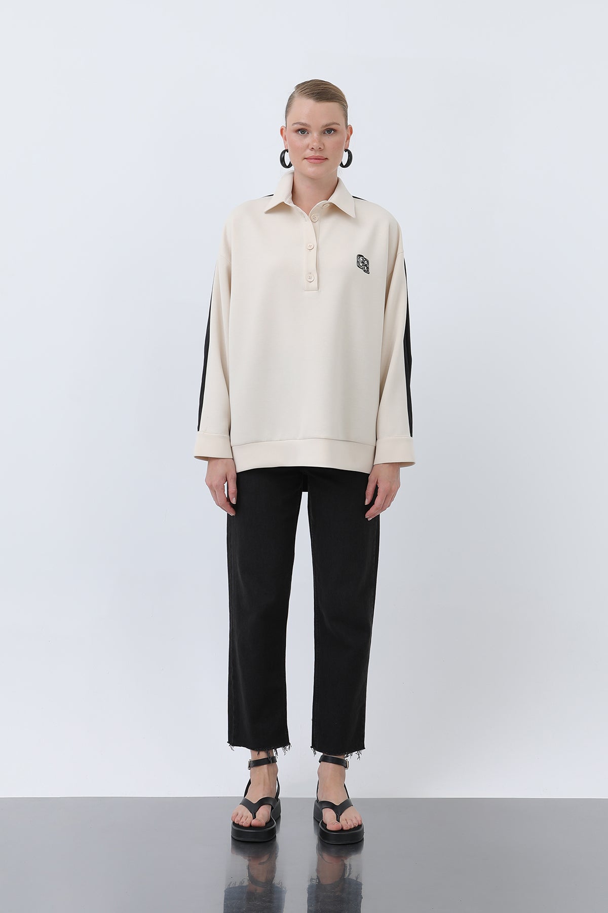 Kadın Önü Nakış Arkası Paraşüt Gömlek -32120GML