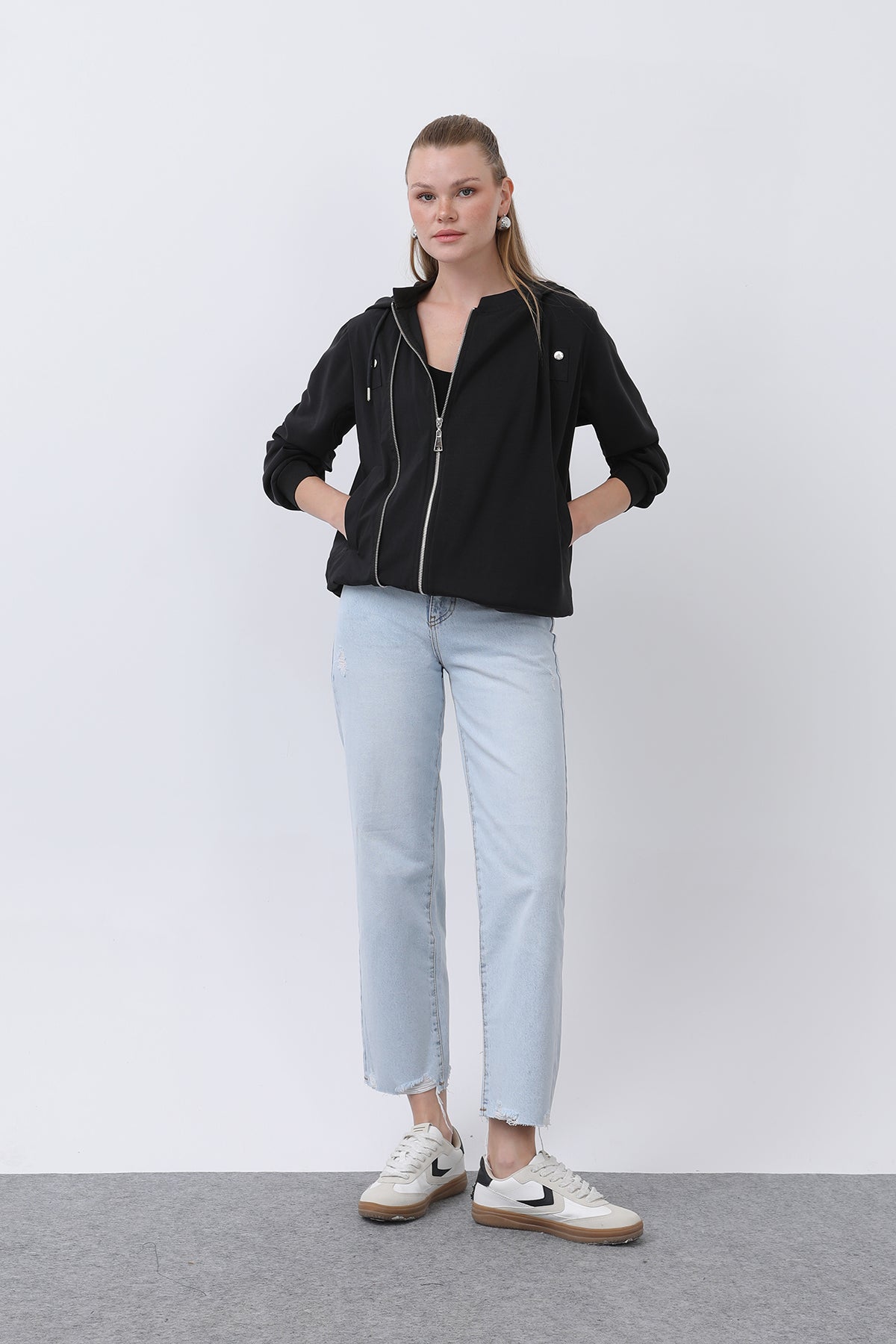 Kadın Fermuar Detaylı Mont - 32132MNT