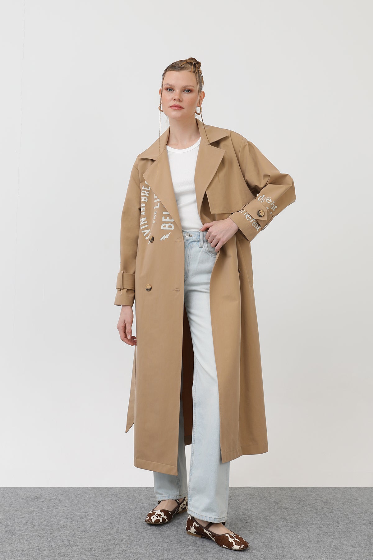 Kadın Baskılı Trench - 32139TRC