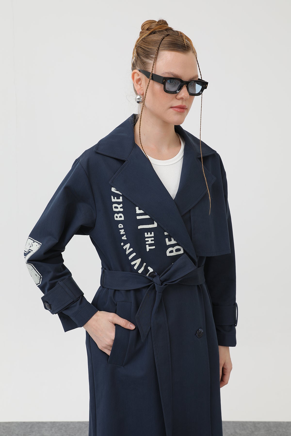 Kadın Baskılı Trench - 32139TRC