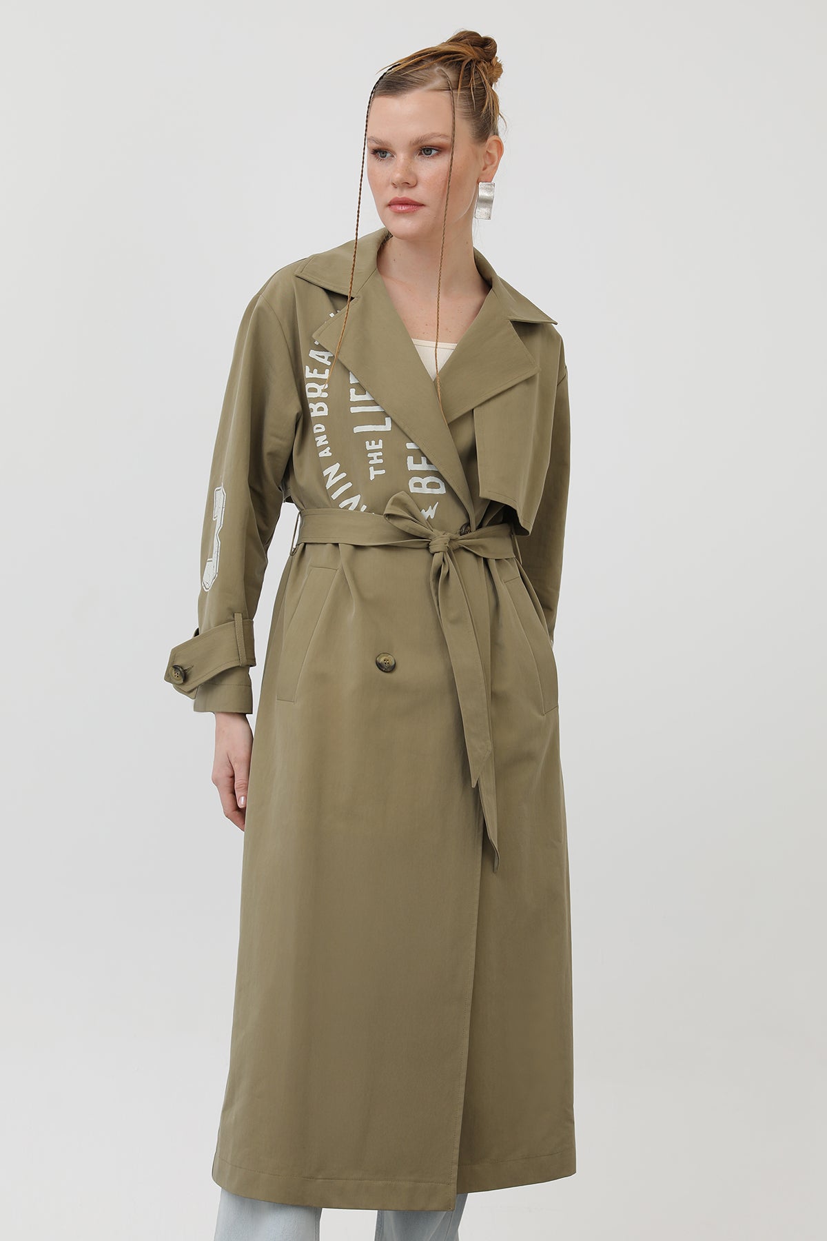 Kadın Baskılı Trench - 32139TRC